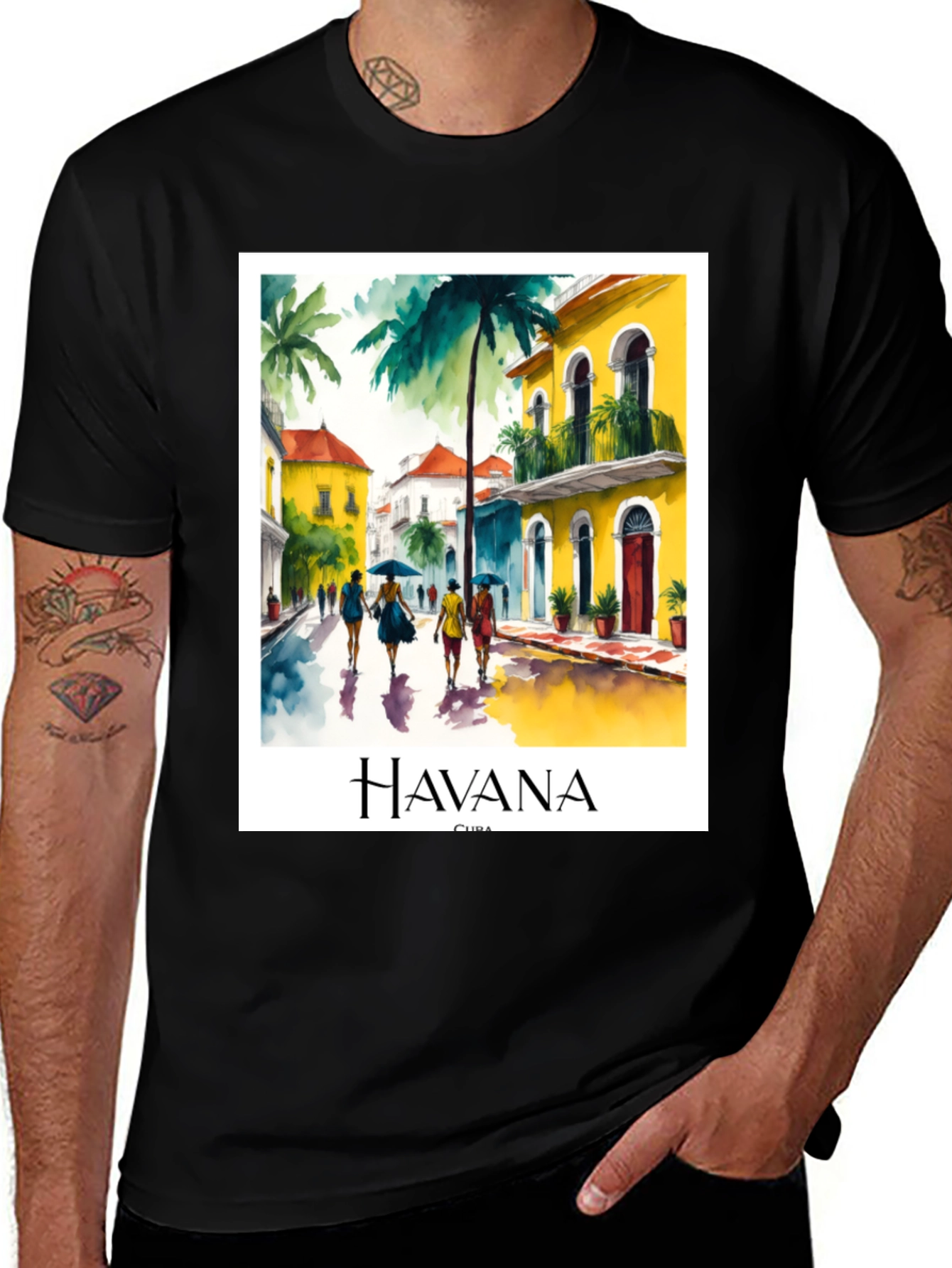 Havana Cuba Watercolor Graphic Tee - Unisex