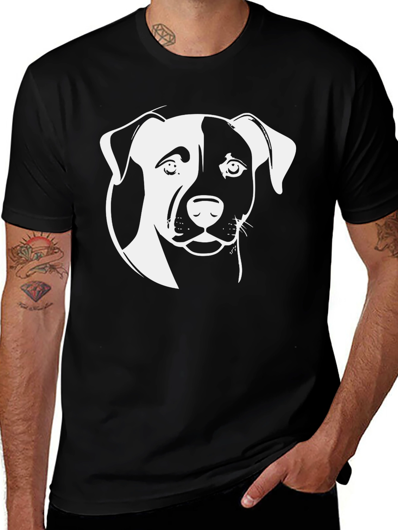 Variant 10 of Dog Graphic Tee - Black Cotton Blend Shirt