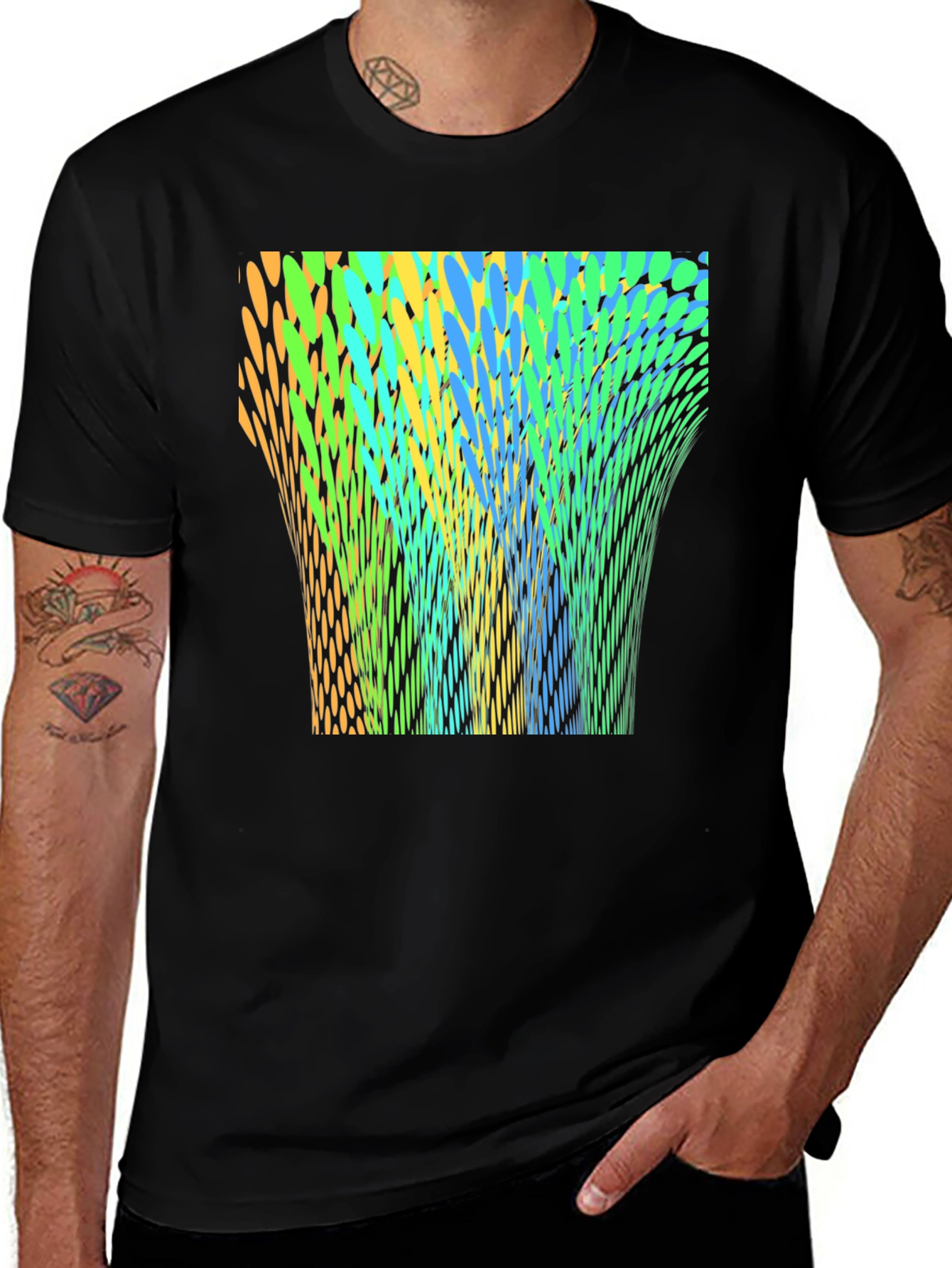 Variant 9 of Abstract Swirl Graphic Print Black T-Shirt
