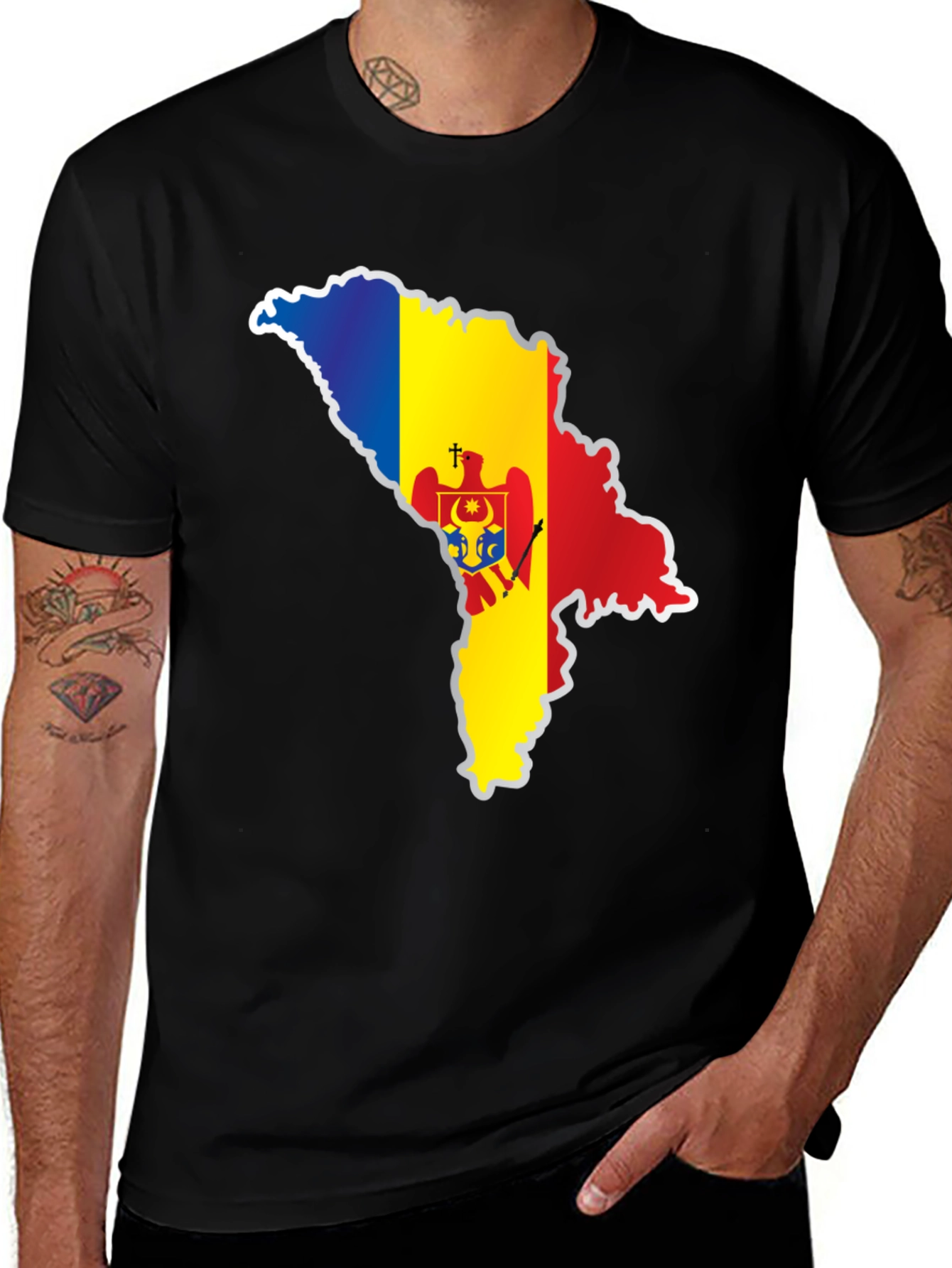 Moldova Flag Map T-Shirt