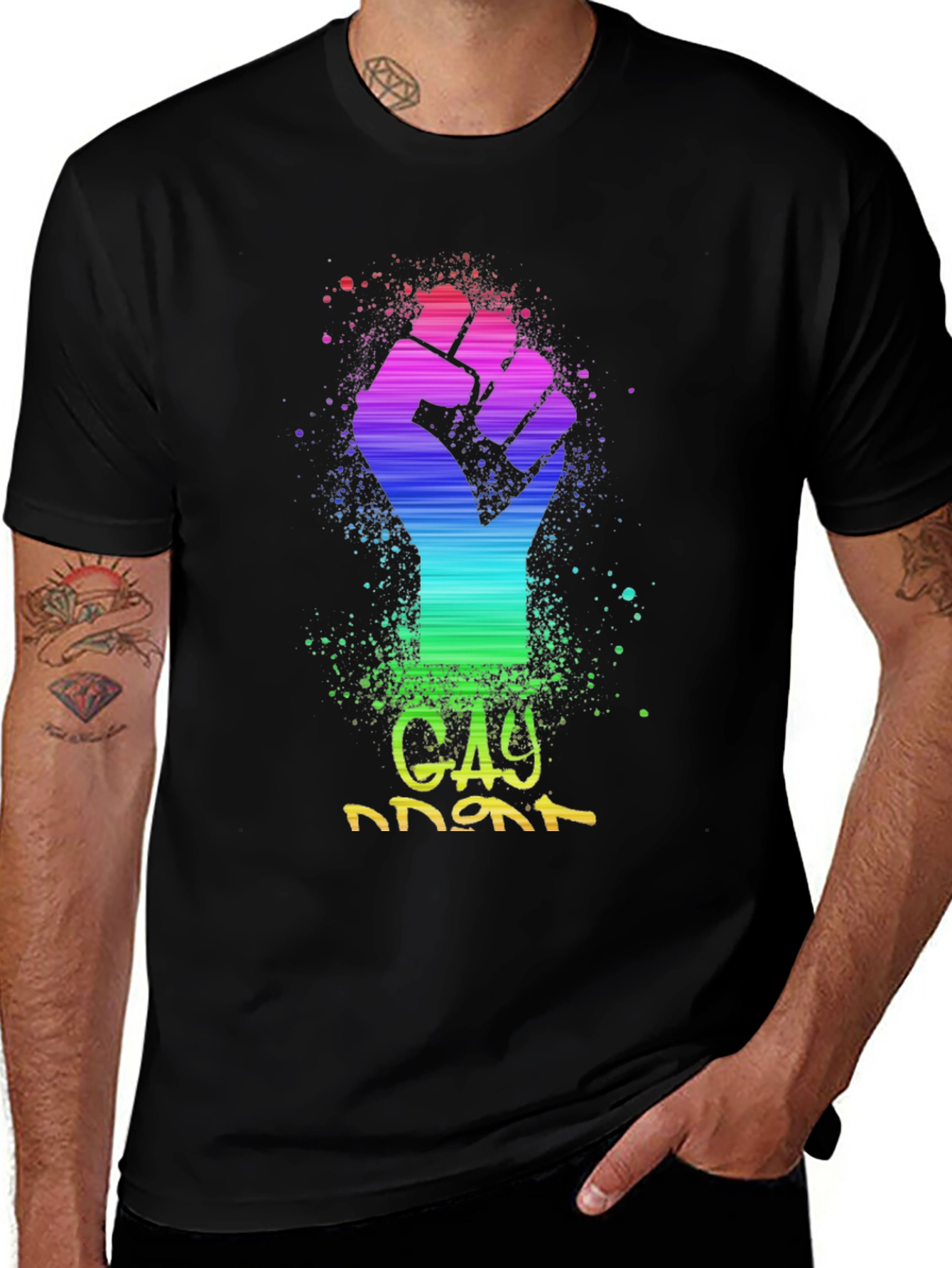 Variant 8 of Rainbow Gay Power Fist T-Shirt - Pride Tee