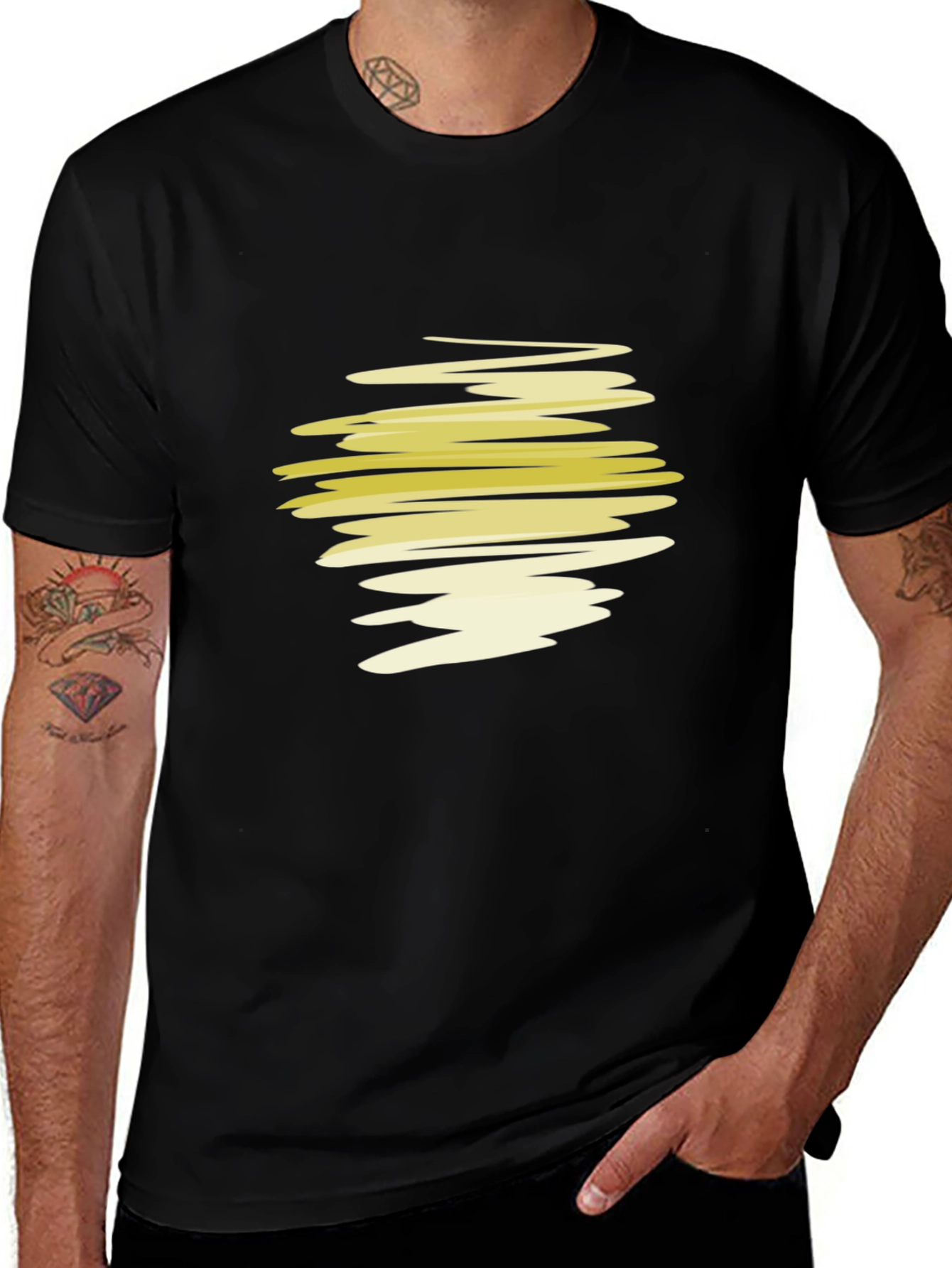 Variant 25 of Abstract Yellow Scribble Graphic T-Shirt