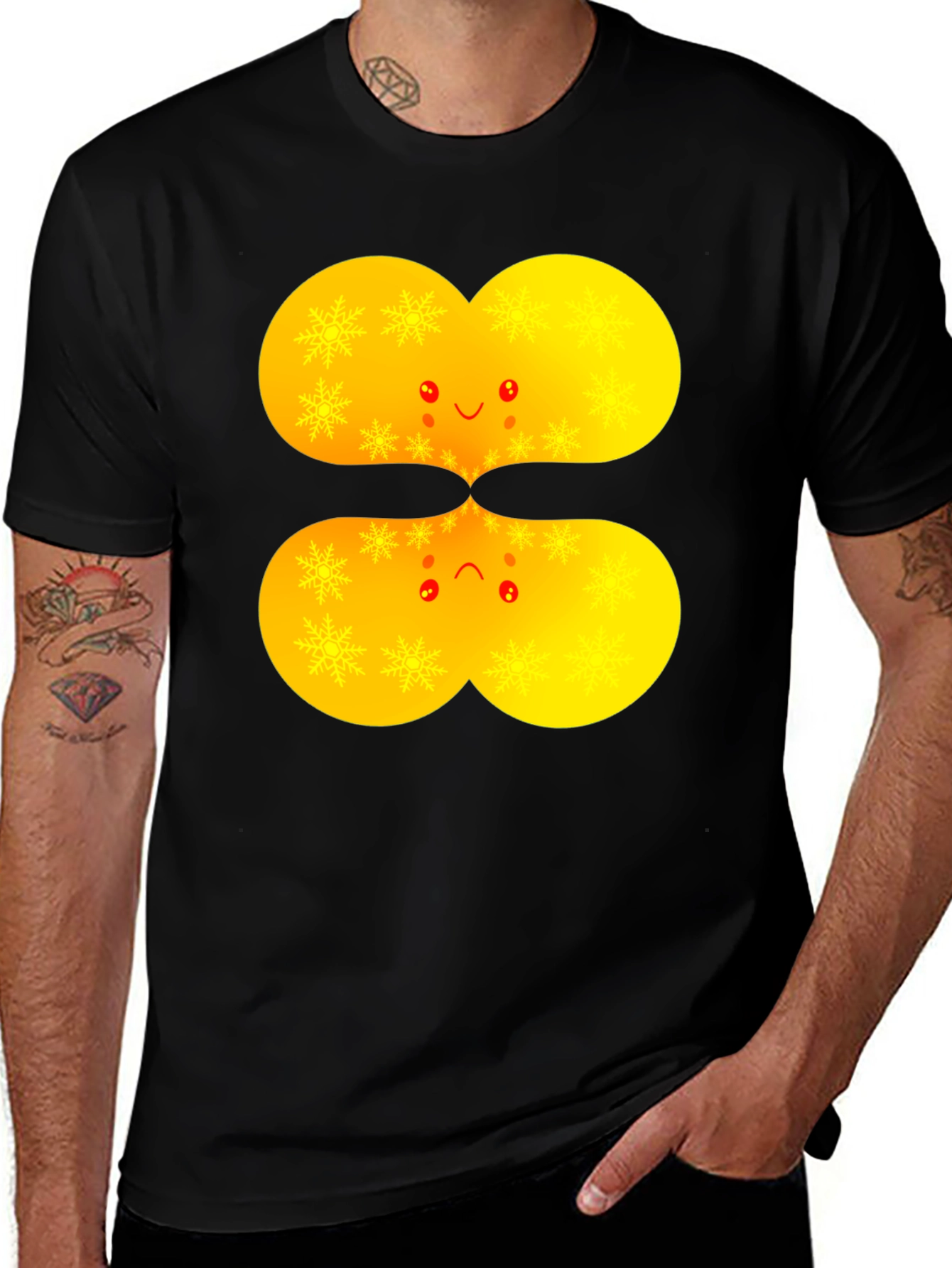 Variant 22 of Cute & Sad Faces Graphic Black T-Shirt