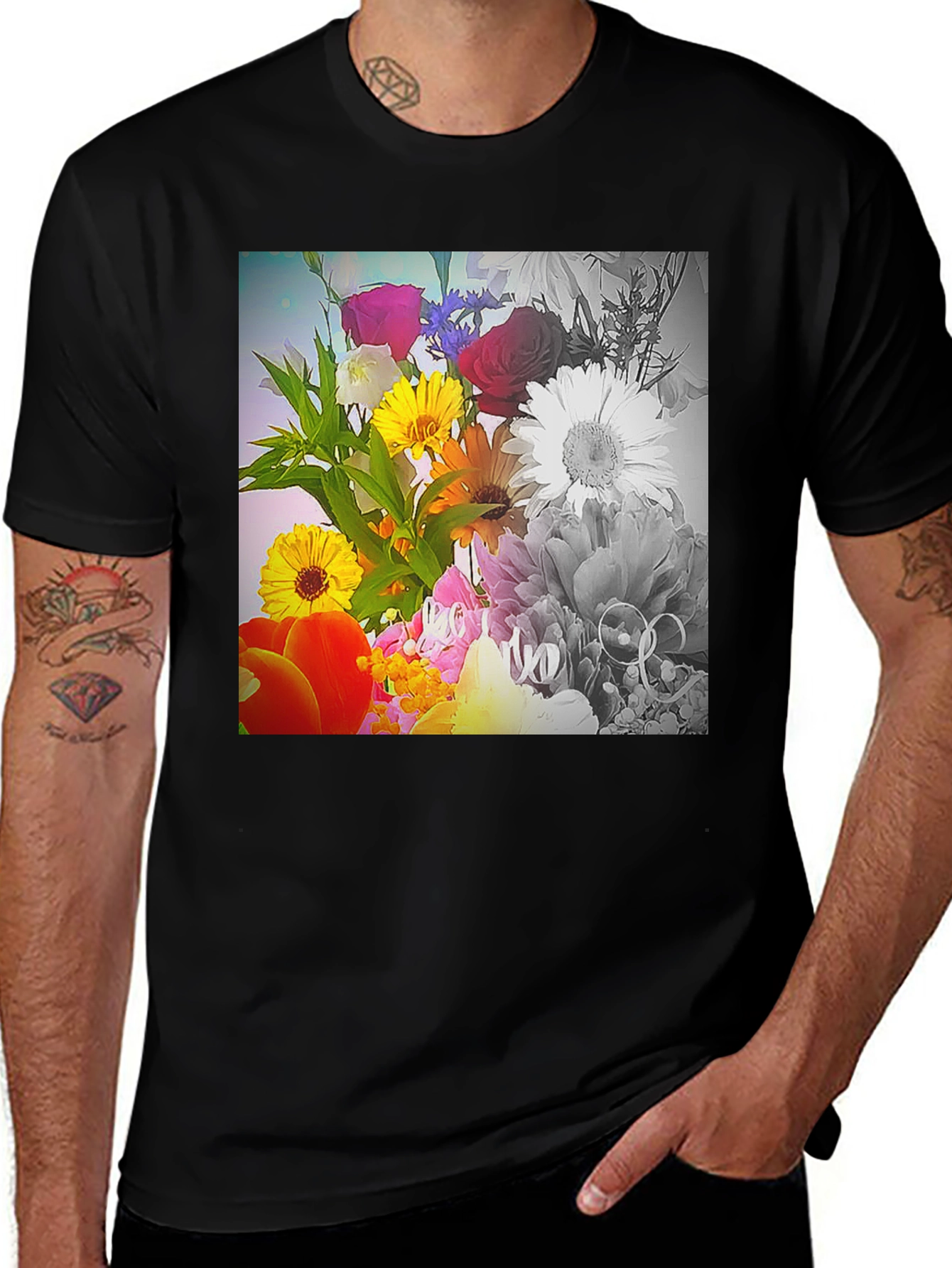 Variant 14 of Floral Bouquet Graphic T-Shirt - Vivid Print Tee