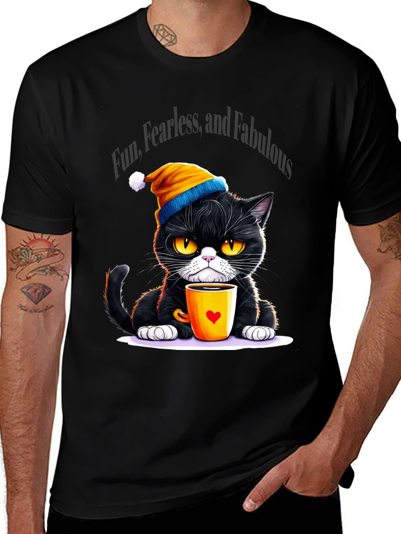 Variant 2 of Fun Fearless Fabulous Cat T-Shirt