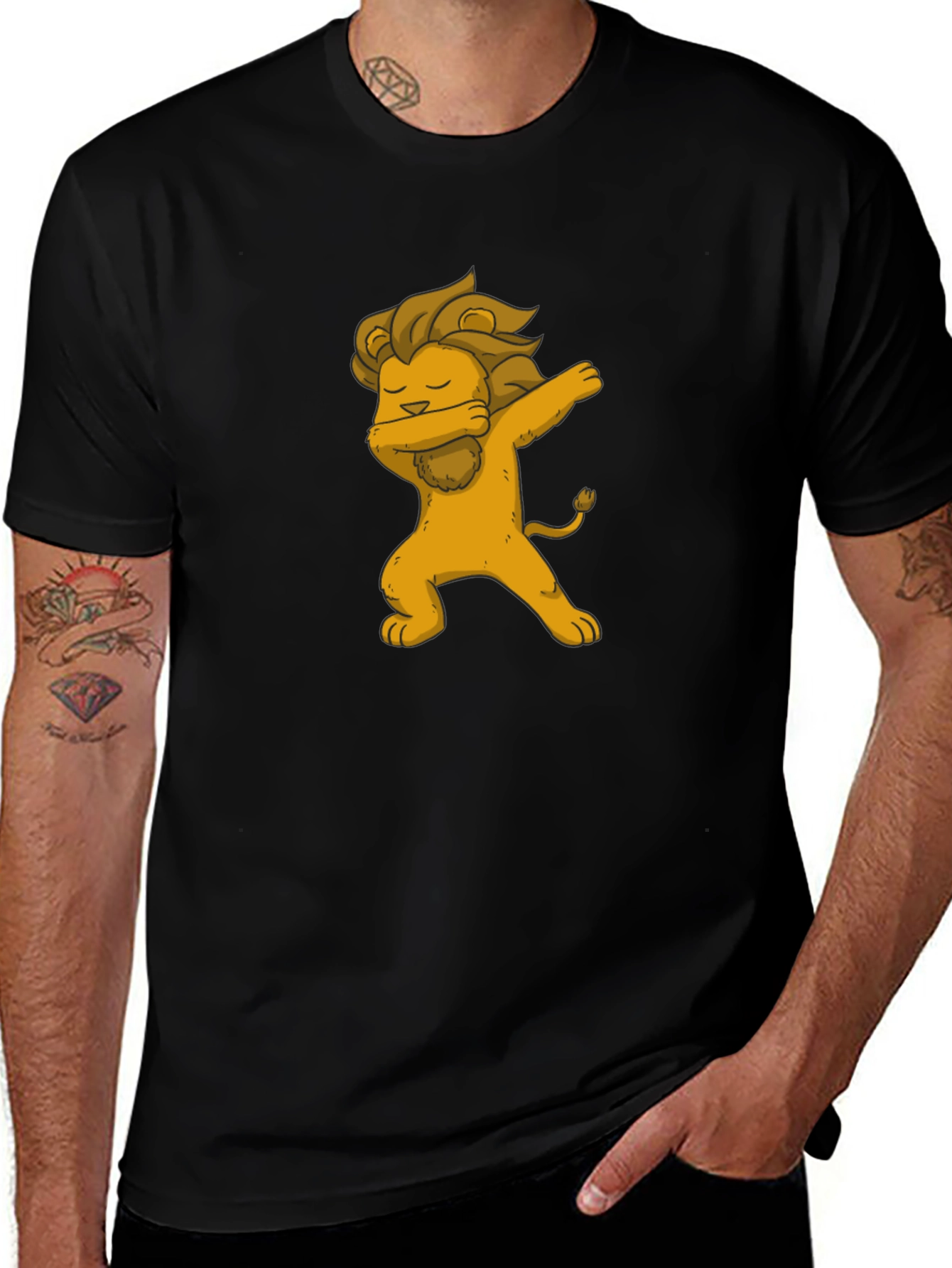 Variant 26 of Dabbing Lion Graphic Tee - Cool Black T-Shirt