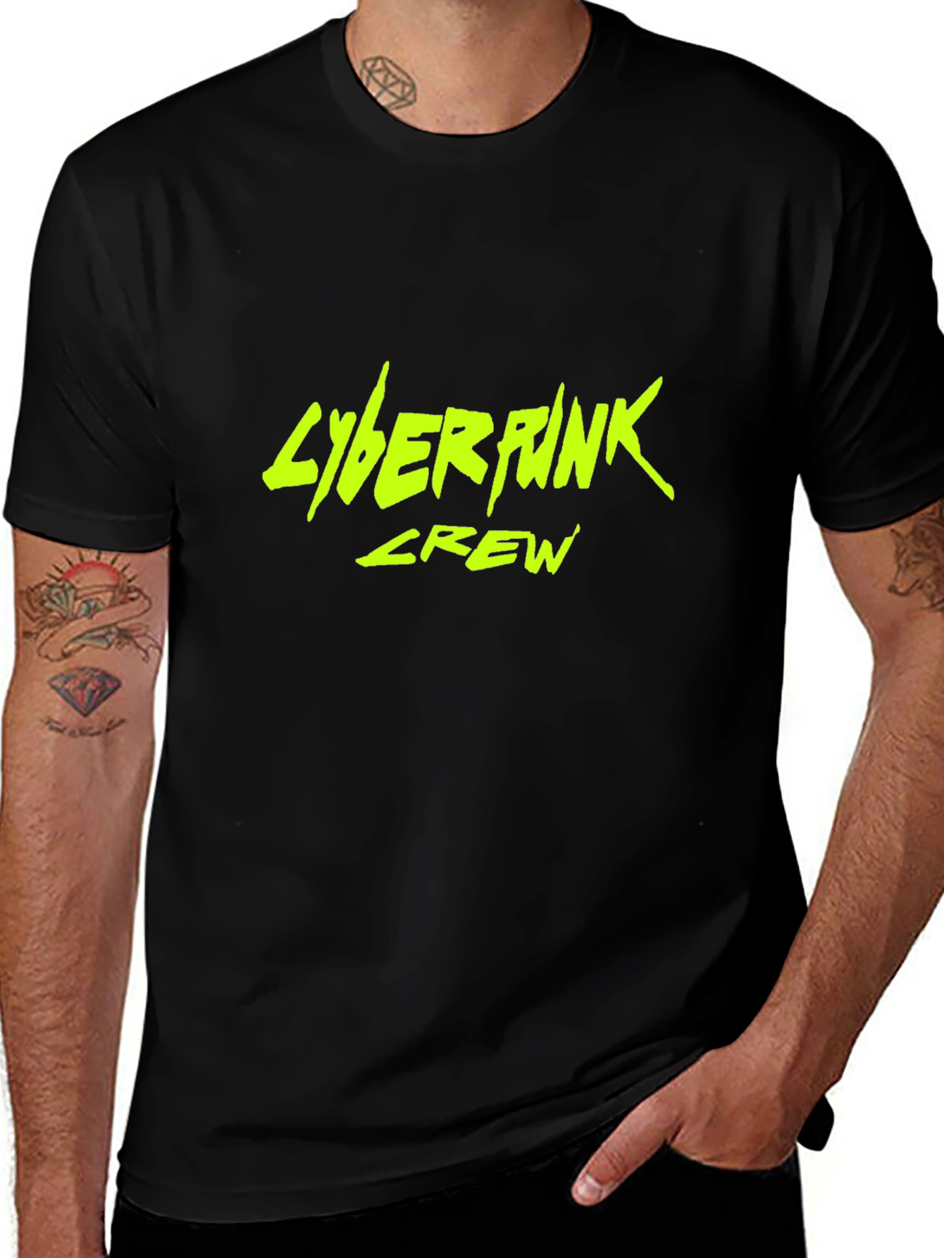 Cyberpunk Crew Graphic Tee - Black