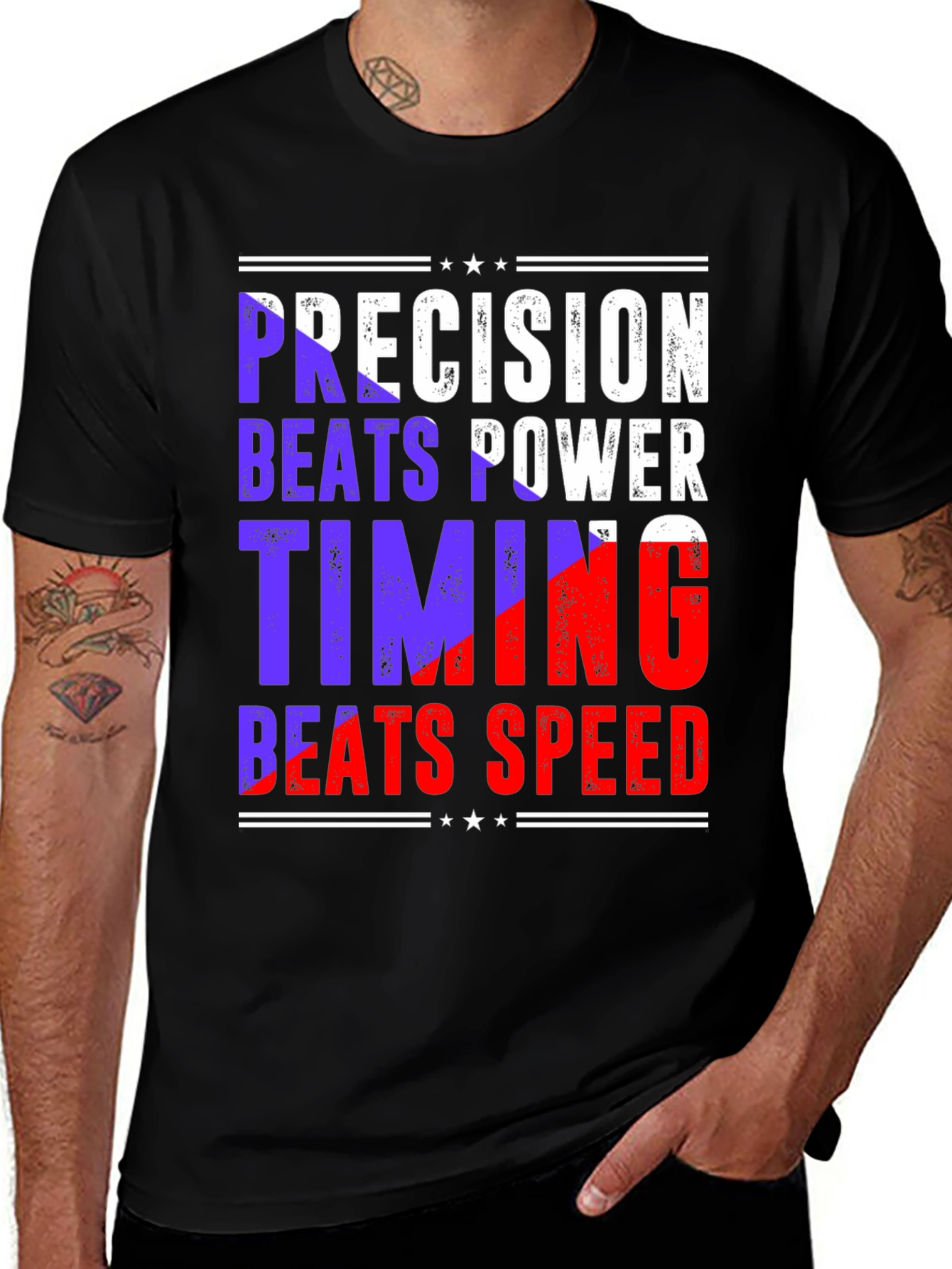 Variant 25 of Precision Beats Power Timing Beats Speed Tee