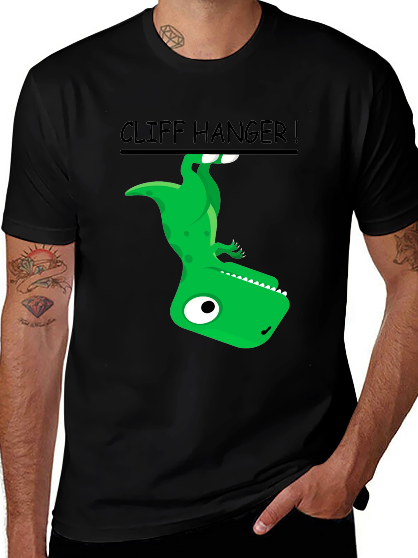 Variant 16 of Cliff Hanger Dinosaur Graphic Tee - Black