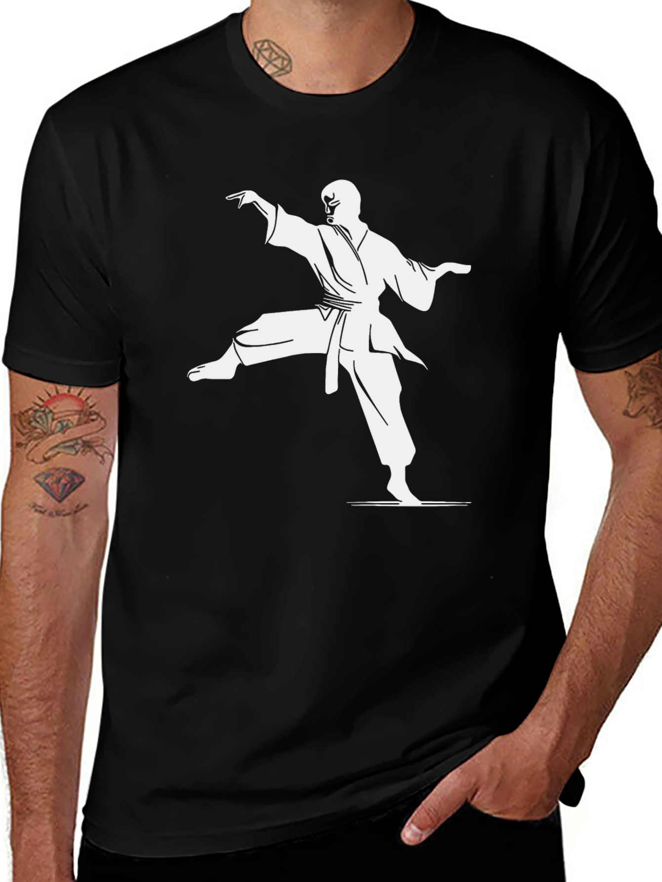 Variant 17 of Karate Silhouette Graphic T-Shirt - Black