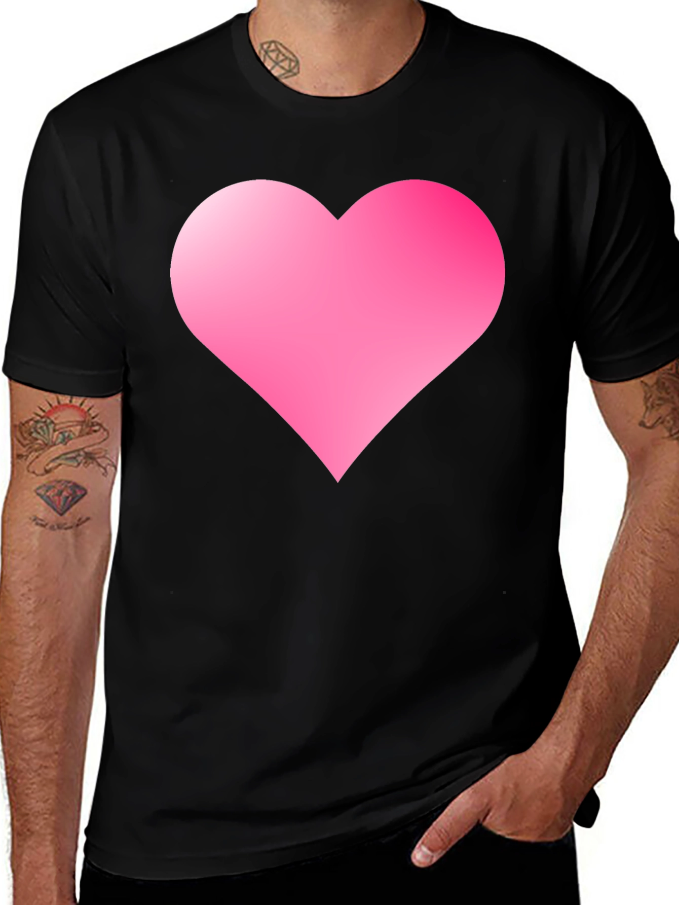 Variant 13 of Heart Print Black T-Shirt