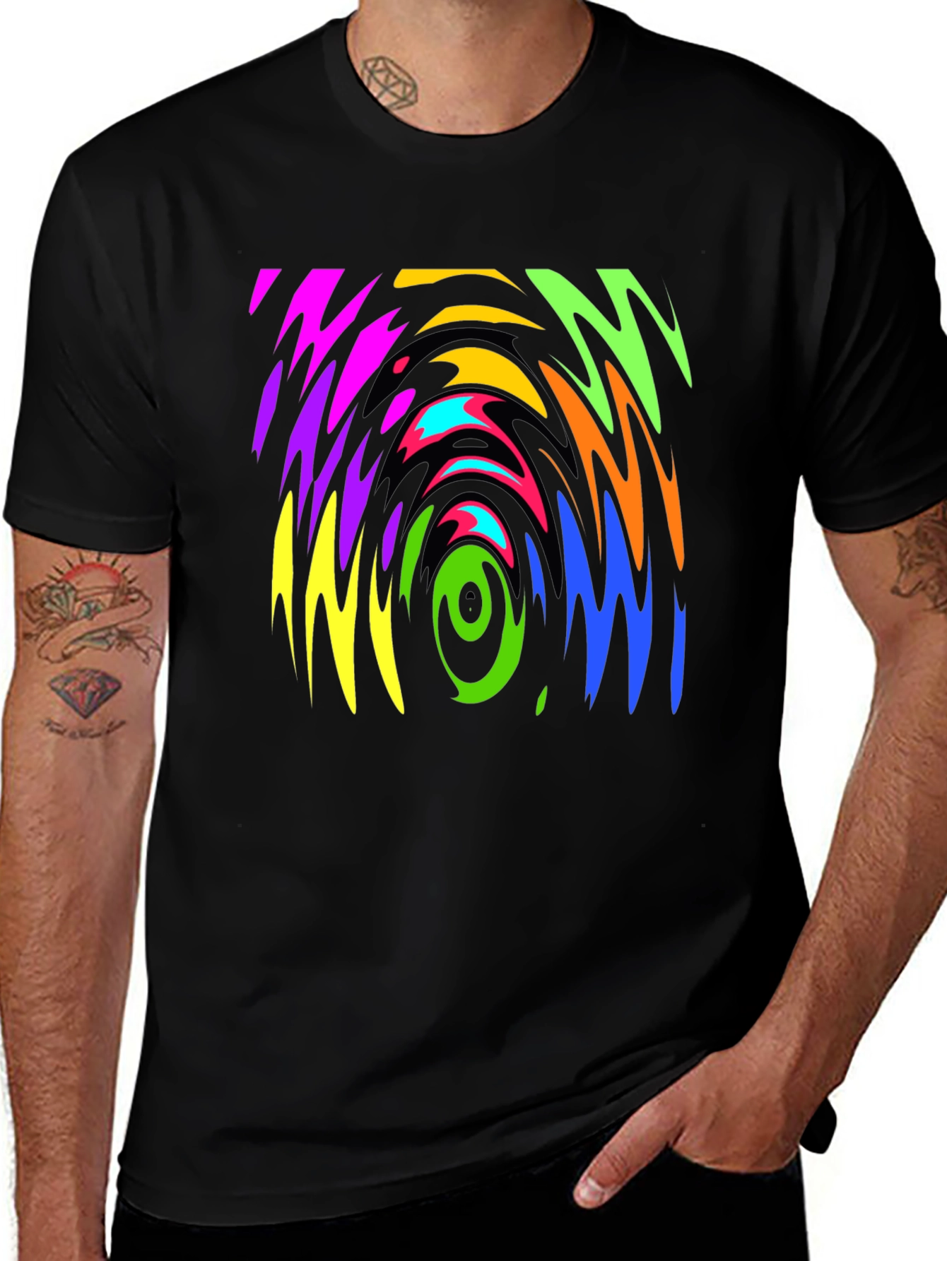 Variant 3 of Psychedelic Swirl Graphic Black T-Shirt