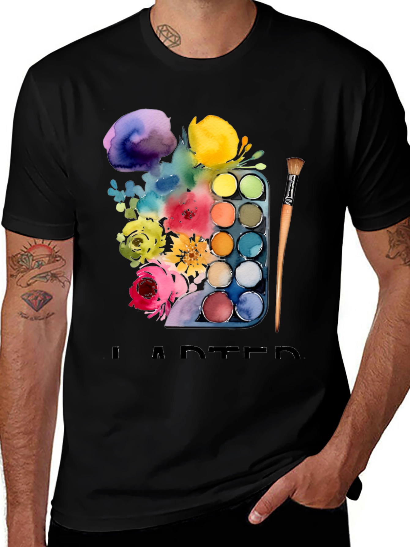 Variant 12 of Painter's Palette Floral T-Shirt - Artistic Design