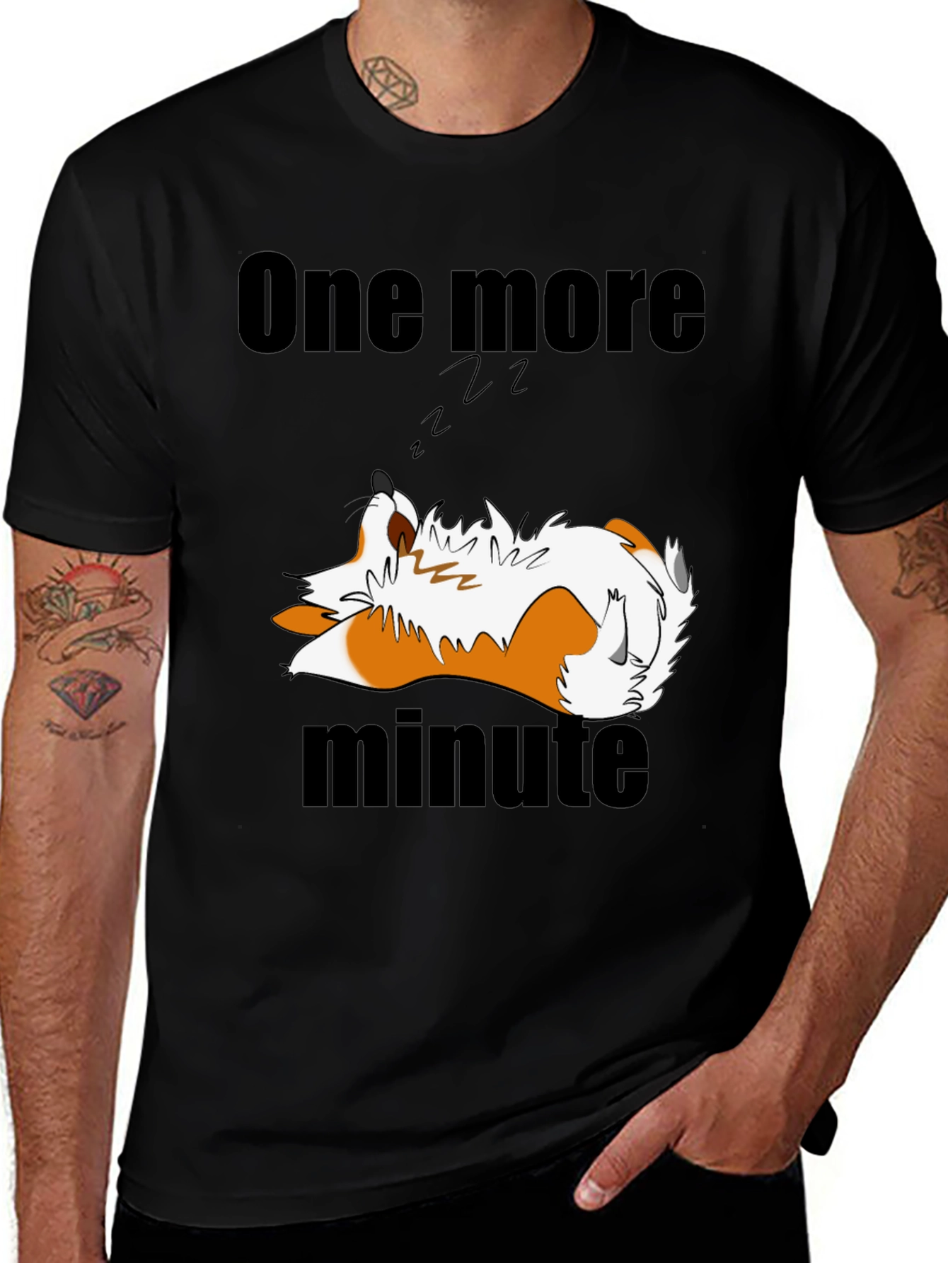 Variant 29 of One More Minute Sleeping Fox Graphic Tee