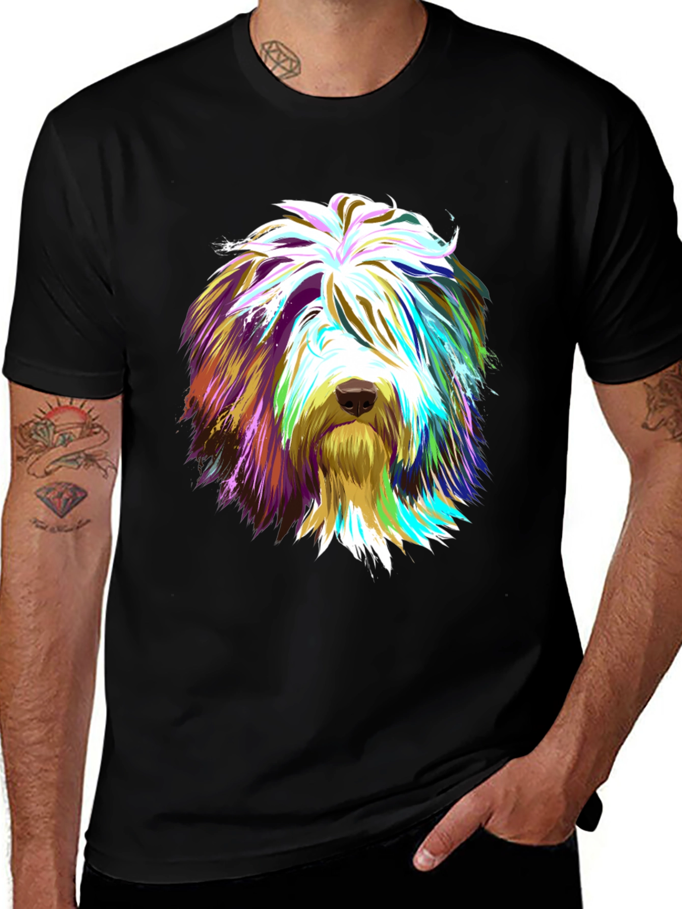 Vibrant Dog Portrait Graphic Tee - Stylish & Unique!