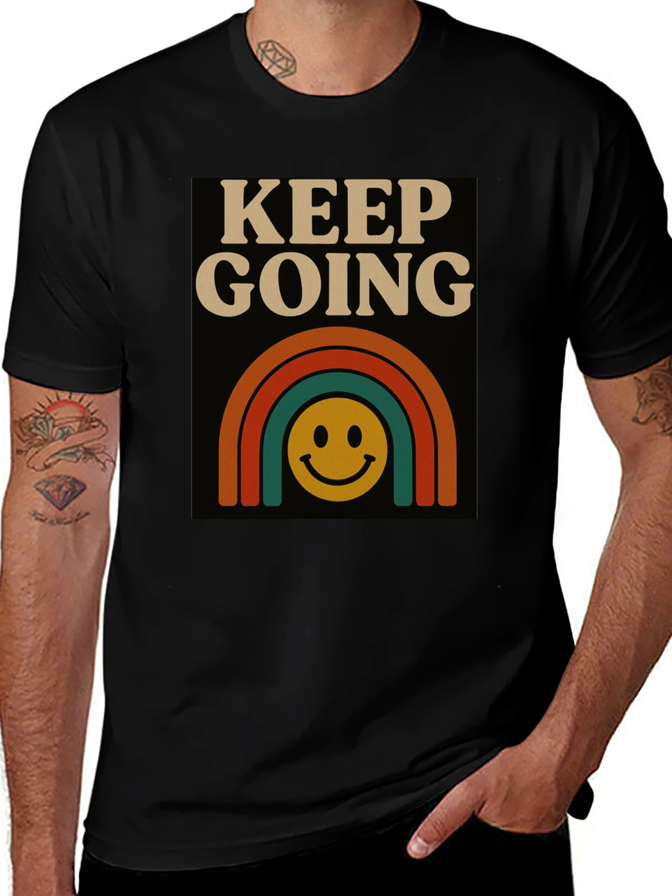 Variant 17 of Keep Going Smiley Rainbow T-Shirt