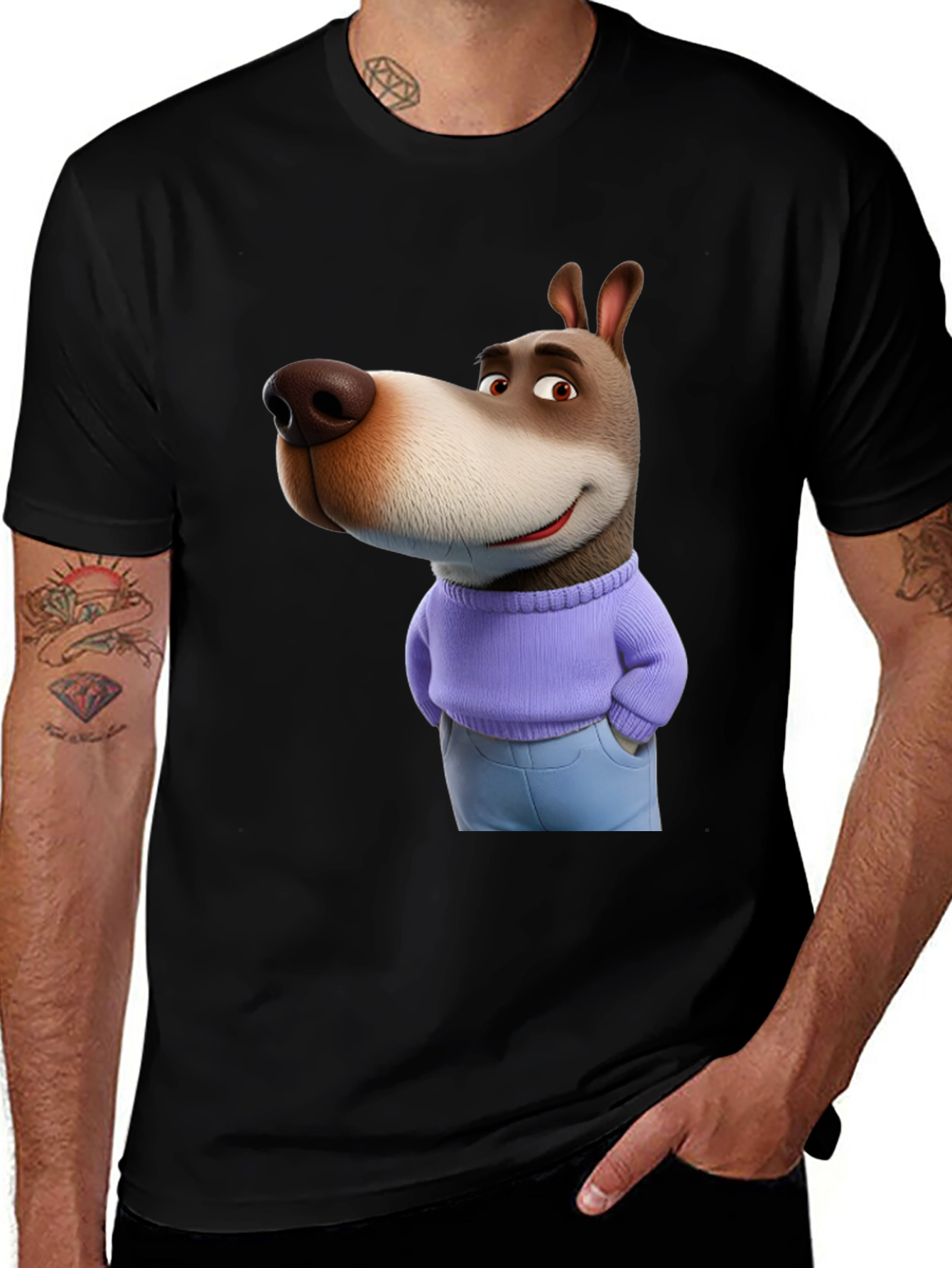 Variant 6 of Cartoon Dog Graphic Tee - Novelty T-Shirt