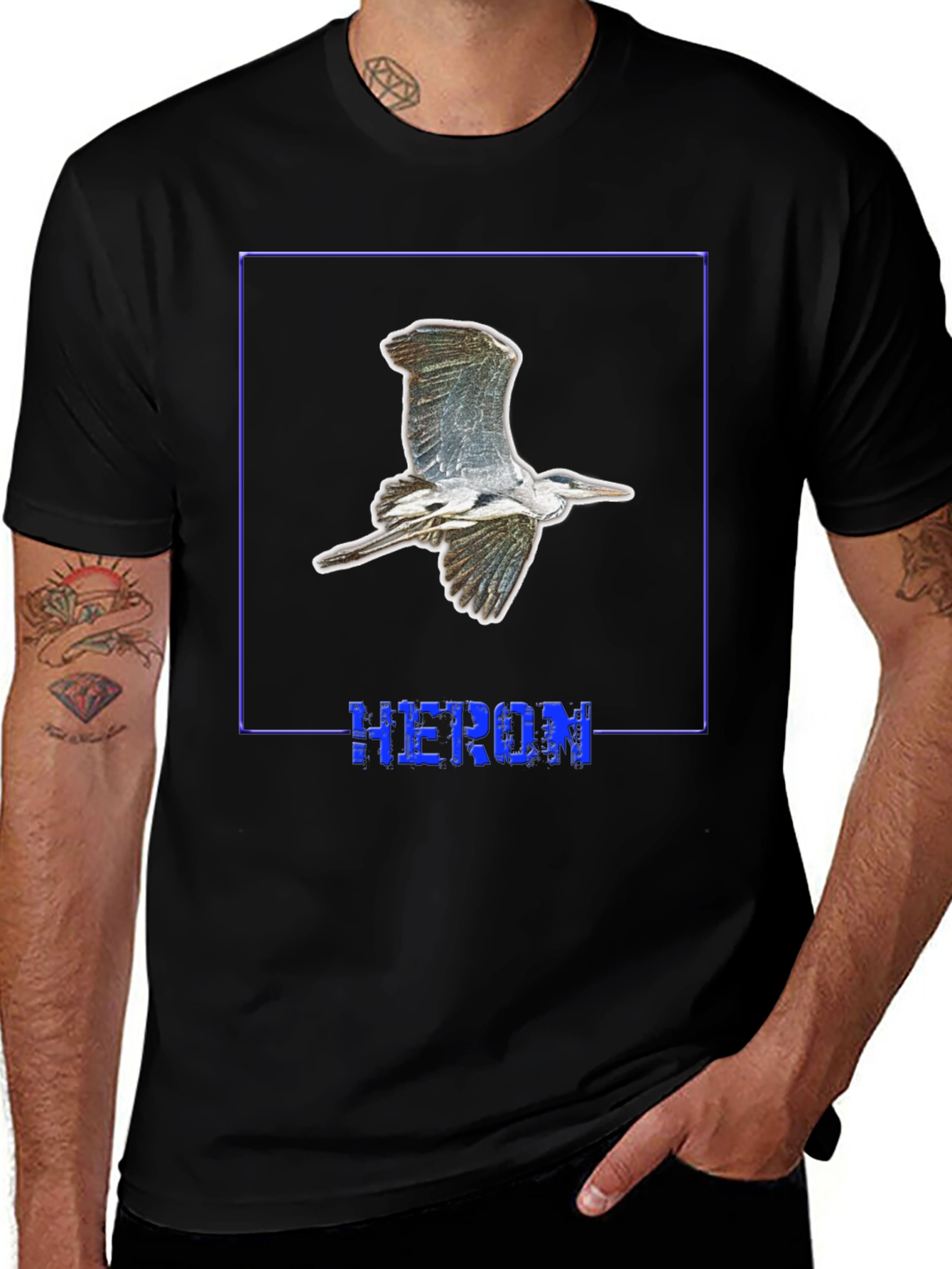 Heron Graphic Black T-Shirt