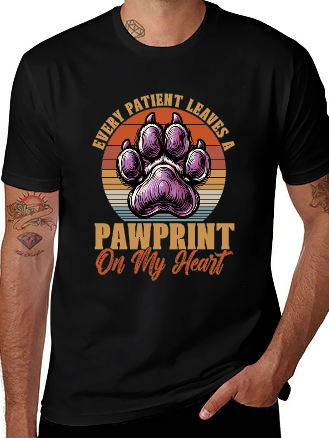 Variant 13 of Pawprint Heart T-Shirt - Veterinary Love Tee