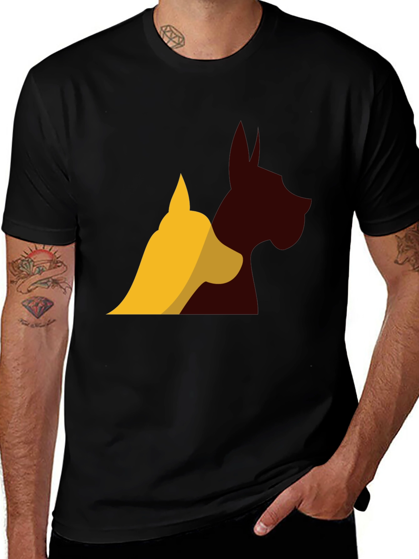 Variant 6 of Dog Breed Silhouette Graphic Tee - Black