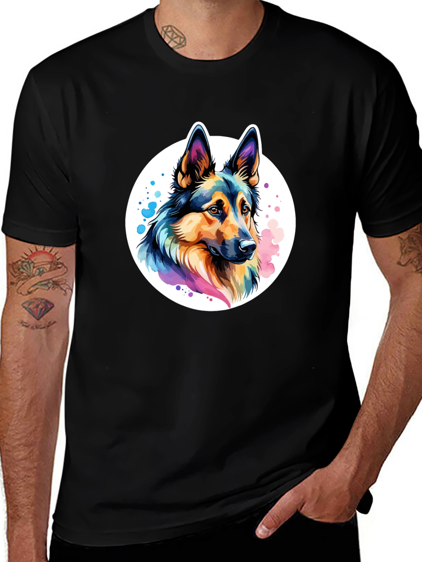 Variant 21 of German Shepherd Graphic Tee - Colorful Dog Lover Shirt