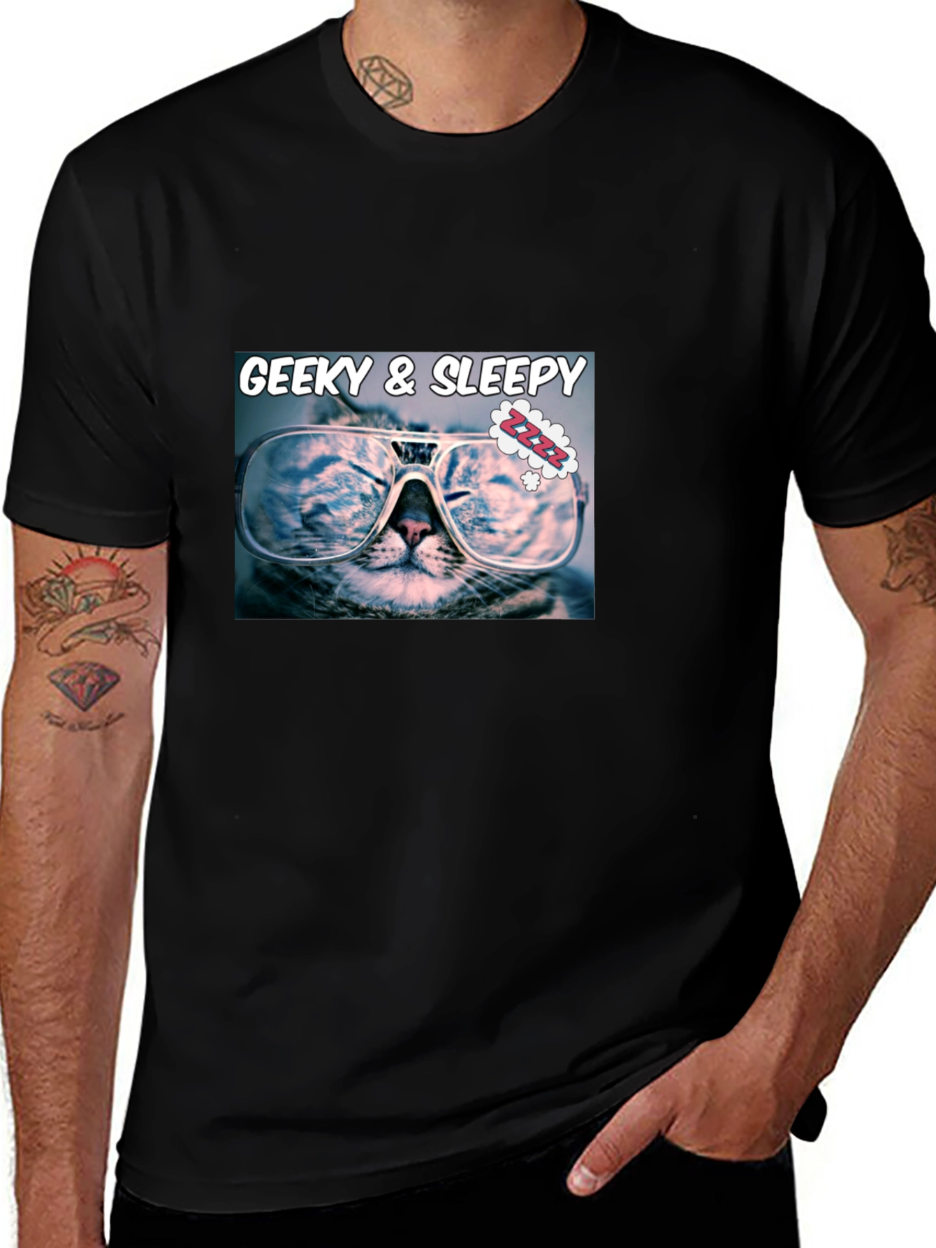 Variant 8 of Geeky & Sleepy Cat T-Shirt