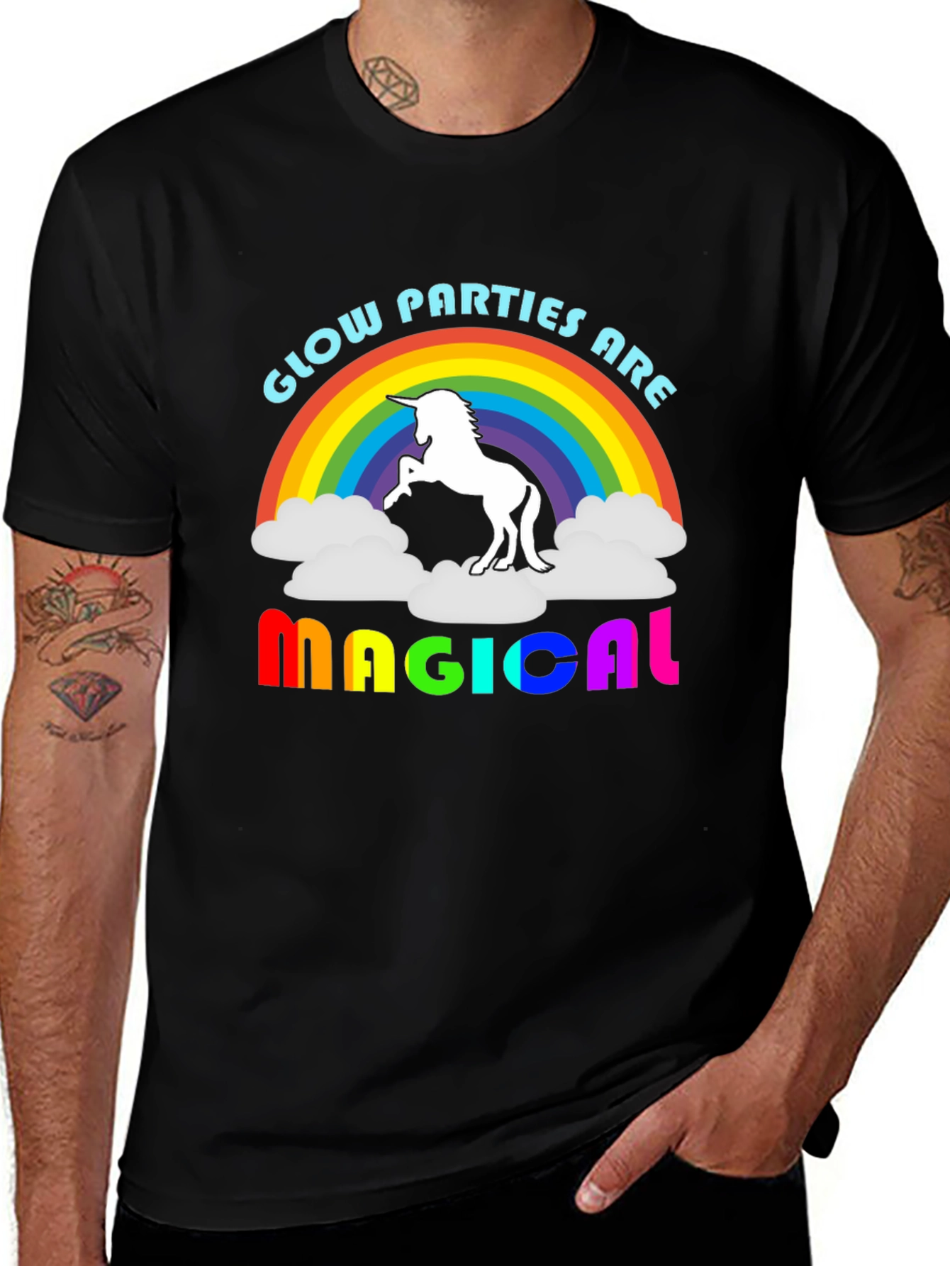 Variant 24 of Glow Parties Are Magical Unicorn Rainbow T-Shirt