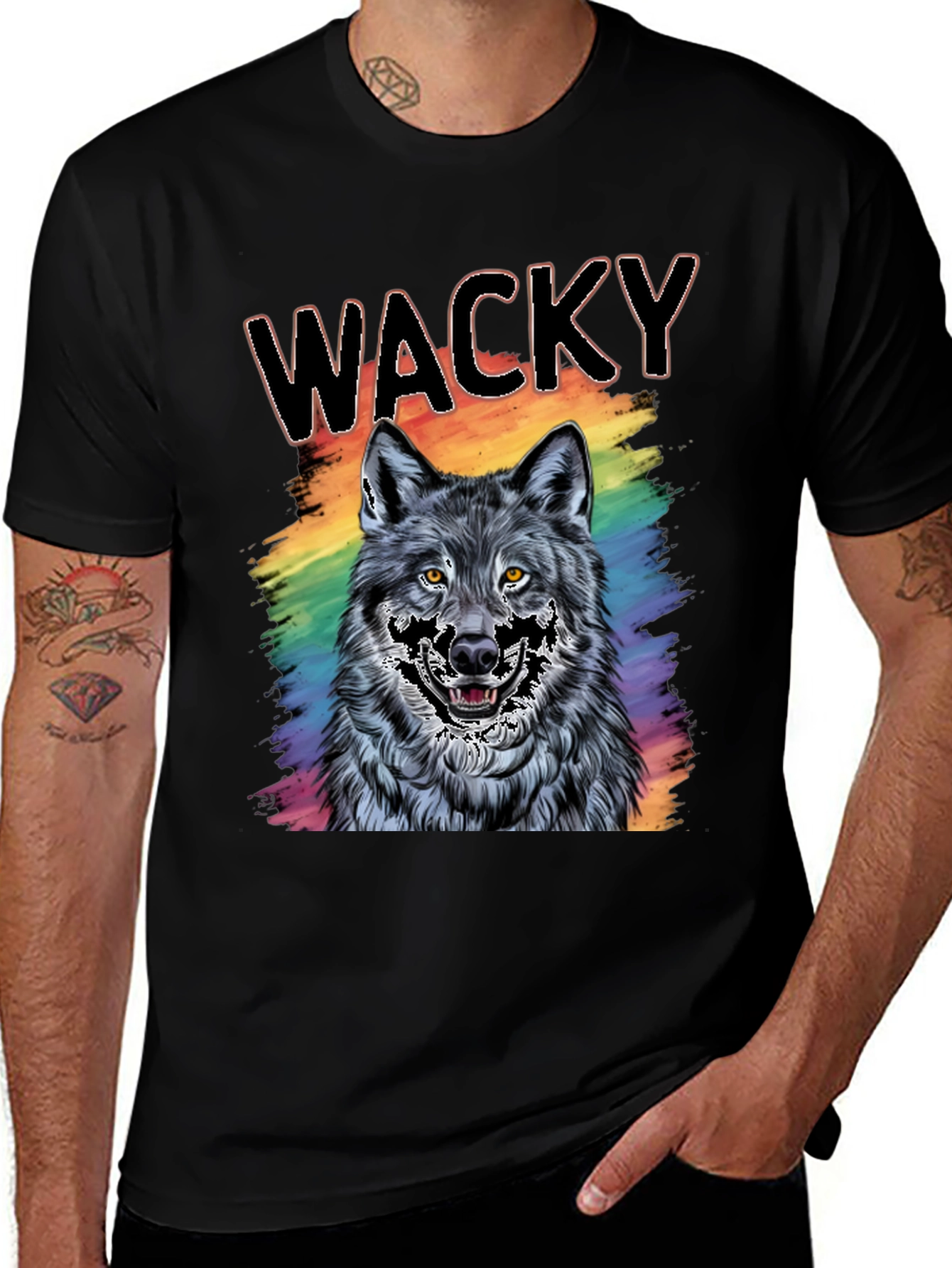 Variant 29 of Wacky Wolf Graphic Tee - Colorful Animal T-Shirt