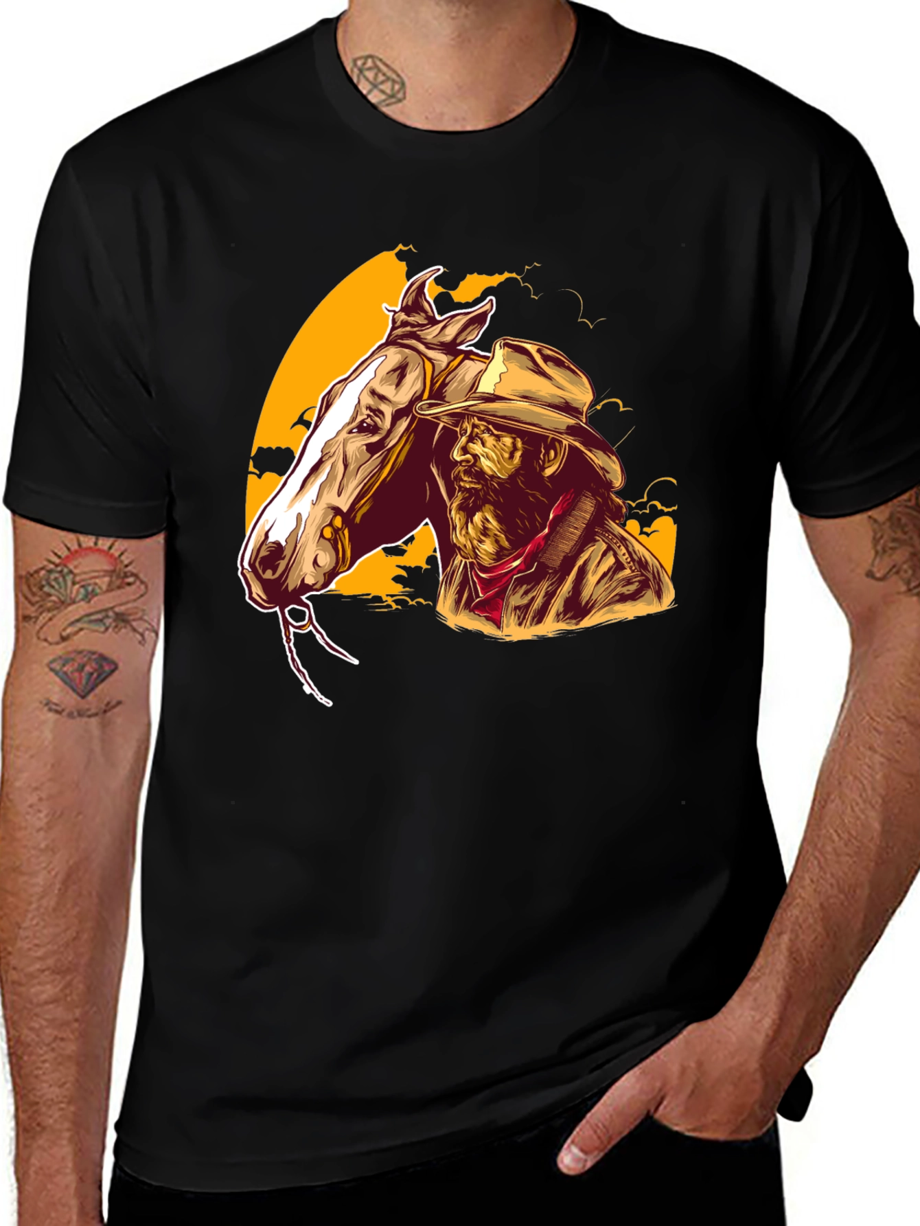 Variant 24 of Cowboy & Horse Graphic Tee - Western Style T-Shirt