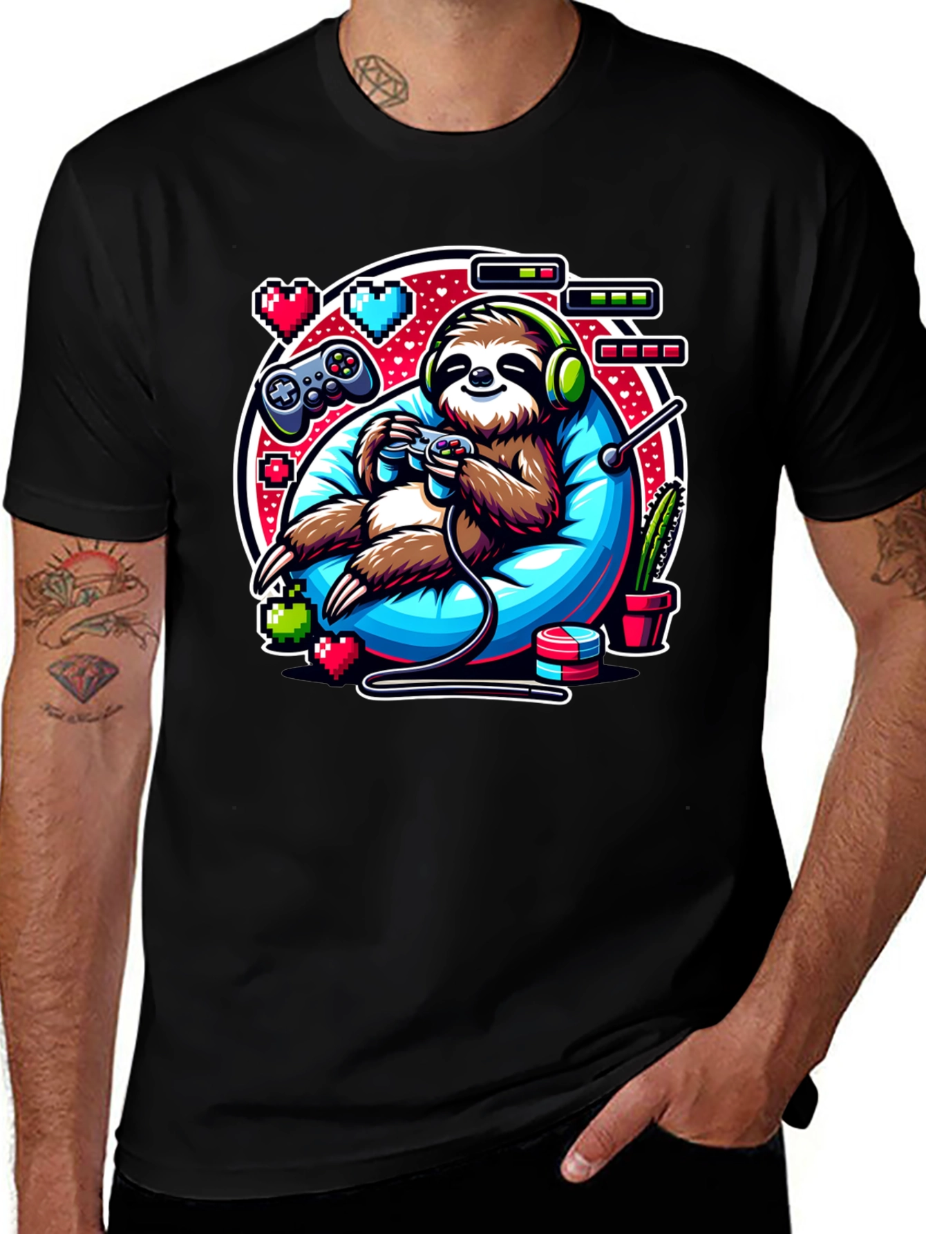 Variant 28 of Gamer Sloth Graphic Tee