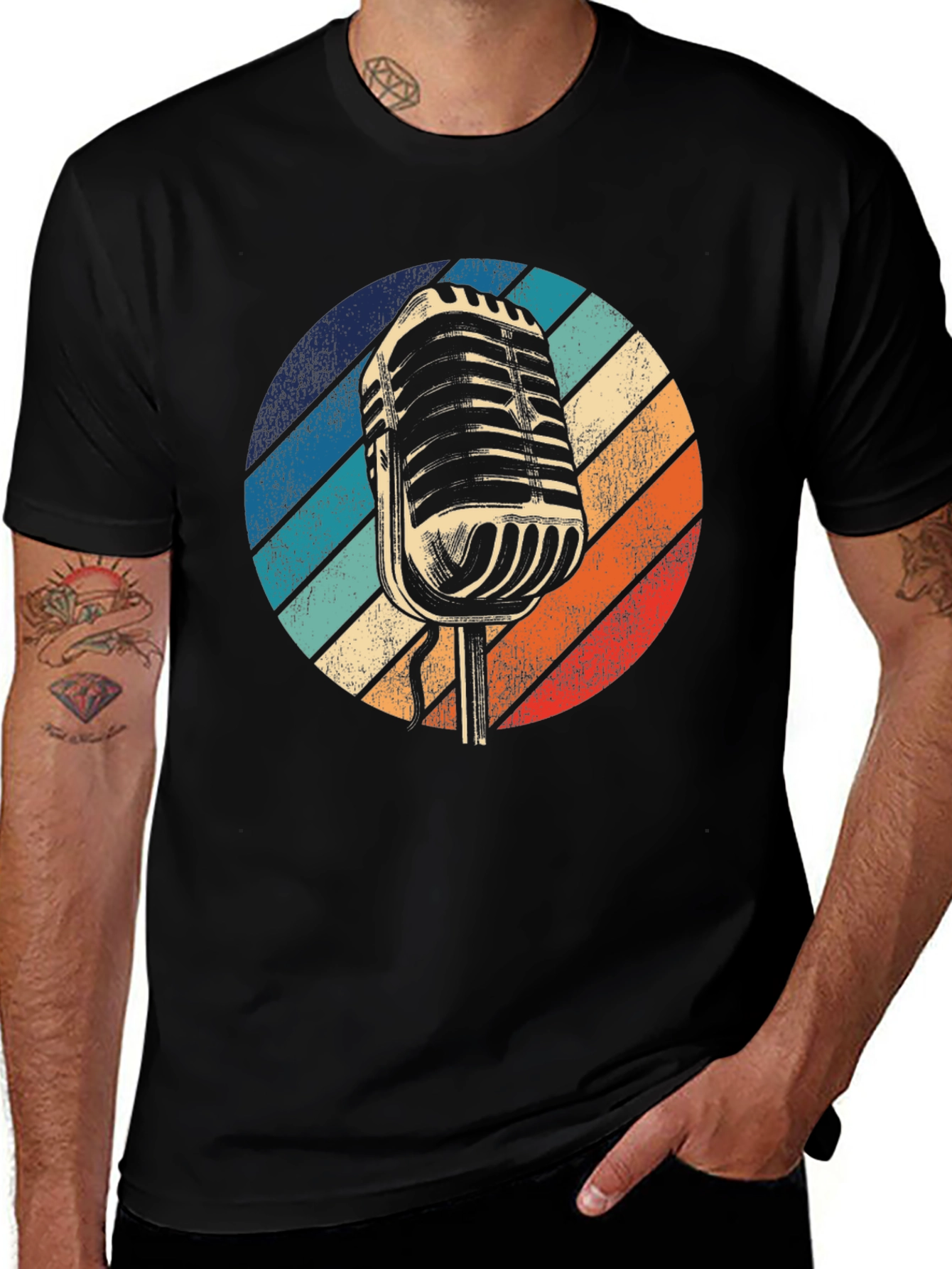 Variant 4 of Retro Microphone Graphic Tee - Vintage Style T-Shirt