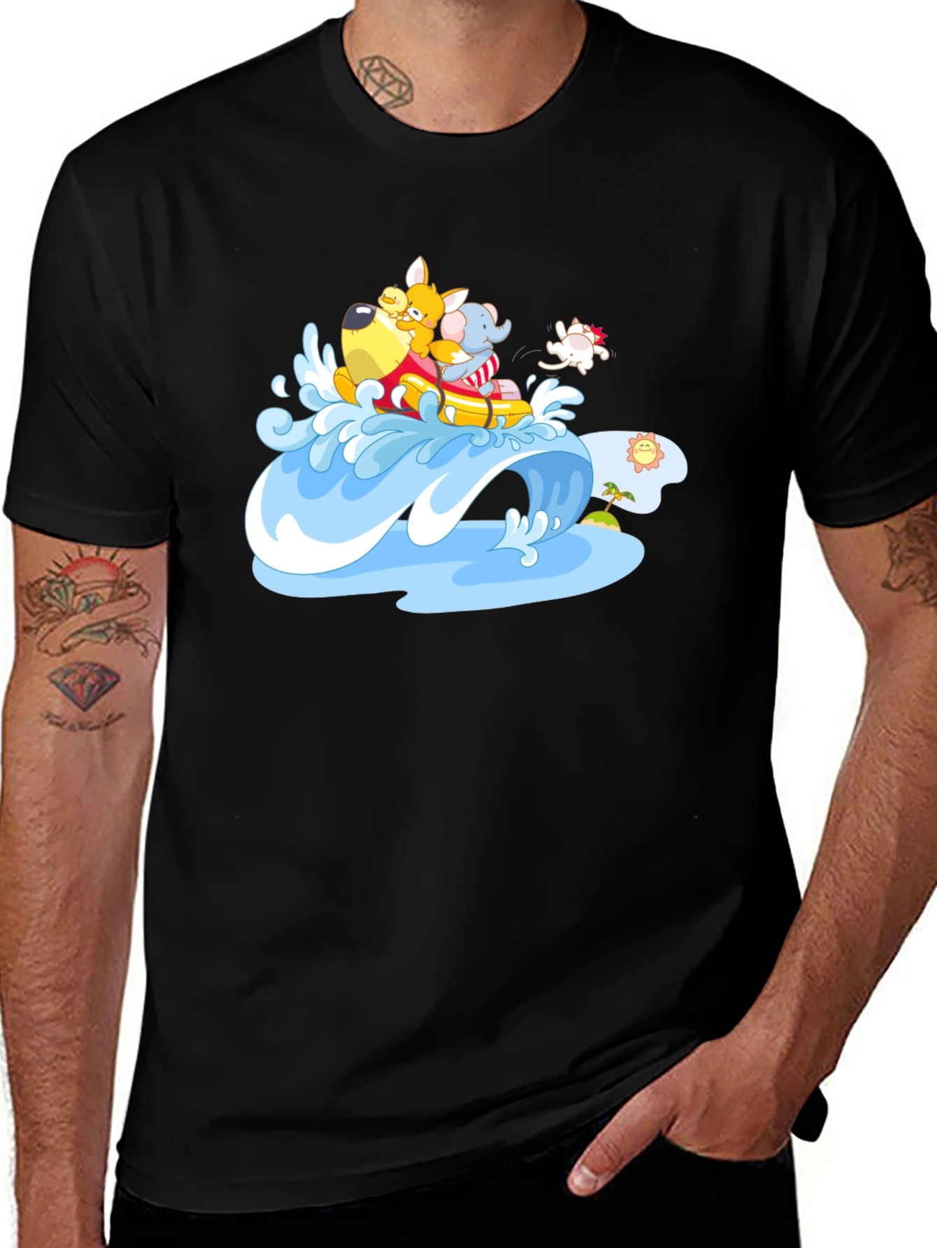 Variant 23 of Cartoon Rafting Black Tee