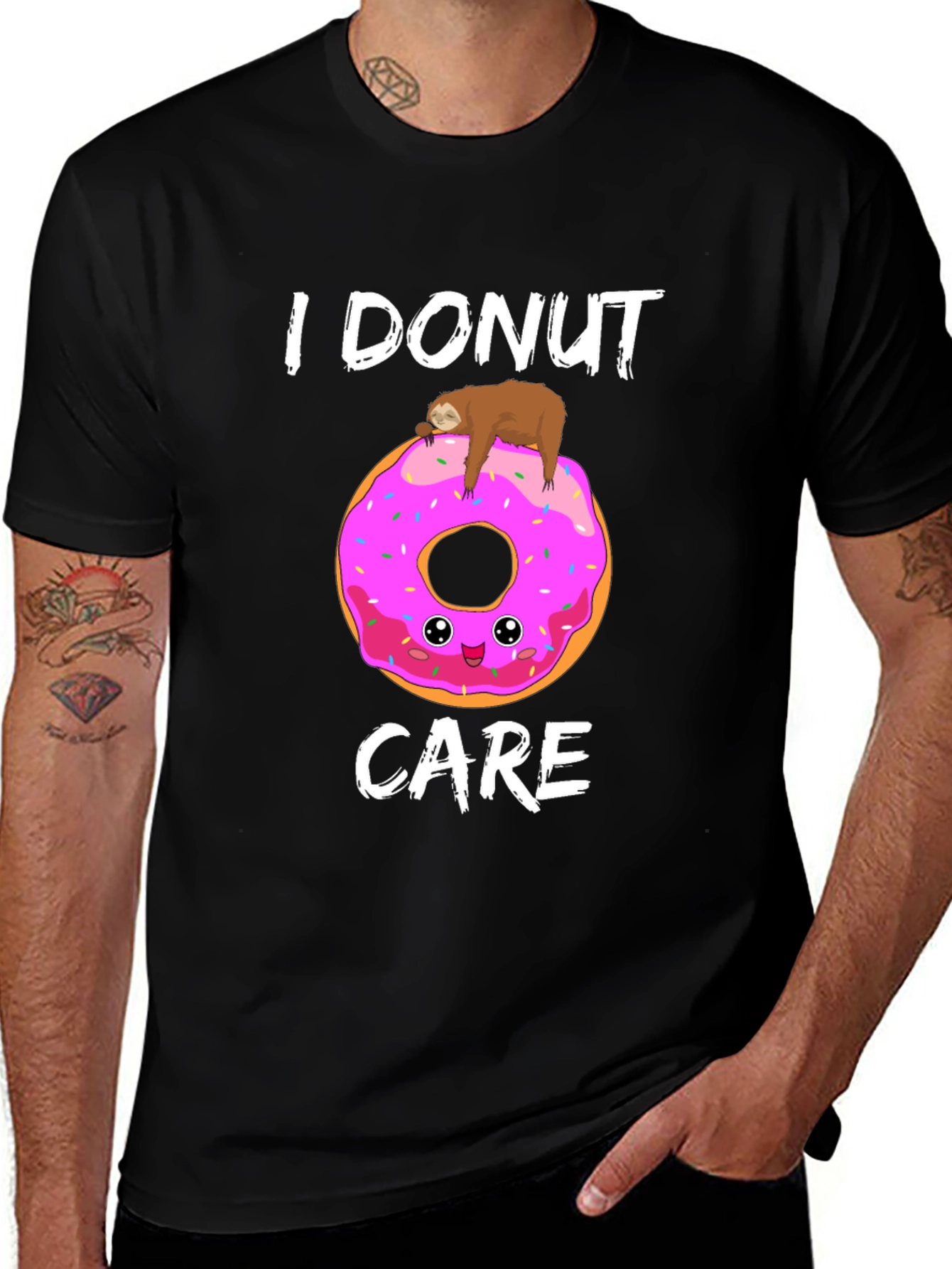 Variant 23 of I Donut Care Funny Sloth Graphic T-Shirt