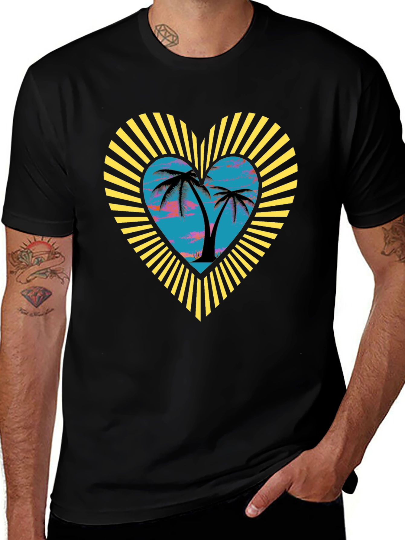 Variant 5 of Tropical Heart Tee - Black T-Shirt