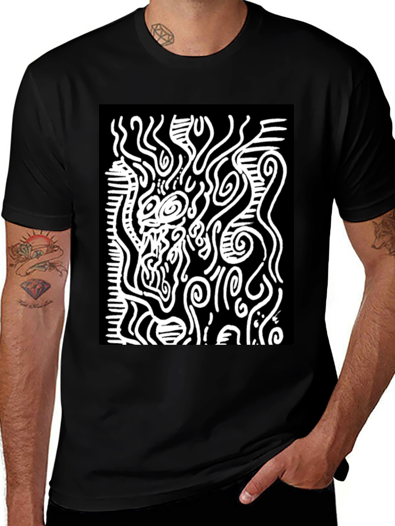Variant 29 of Abstract Art Black T-Shirt - Unique Design