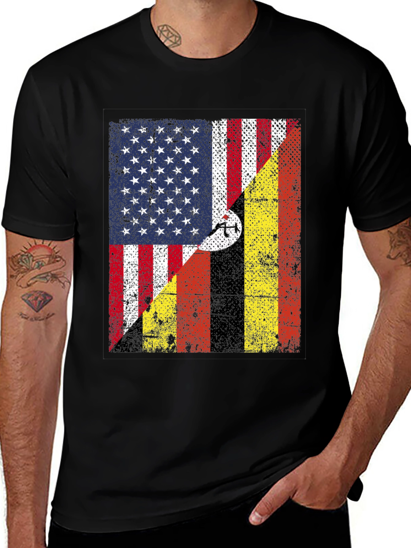 Variant 18 of USA Uganda Flag Graphic T-Shirt