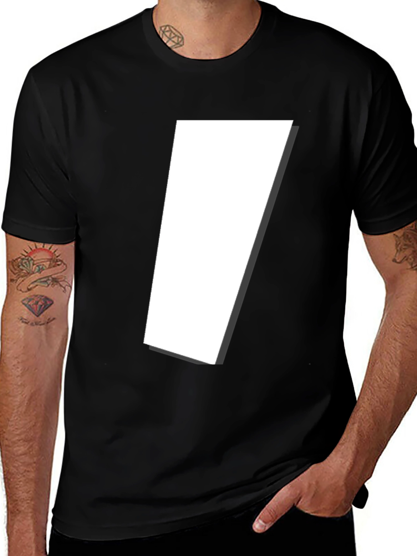 Variant 16 of Modern Black T-Shirt with Abstract White Shape Design