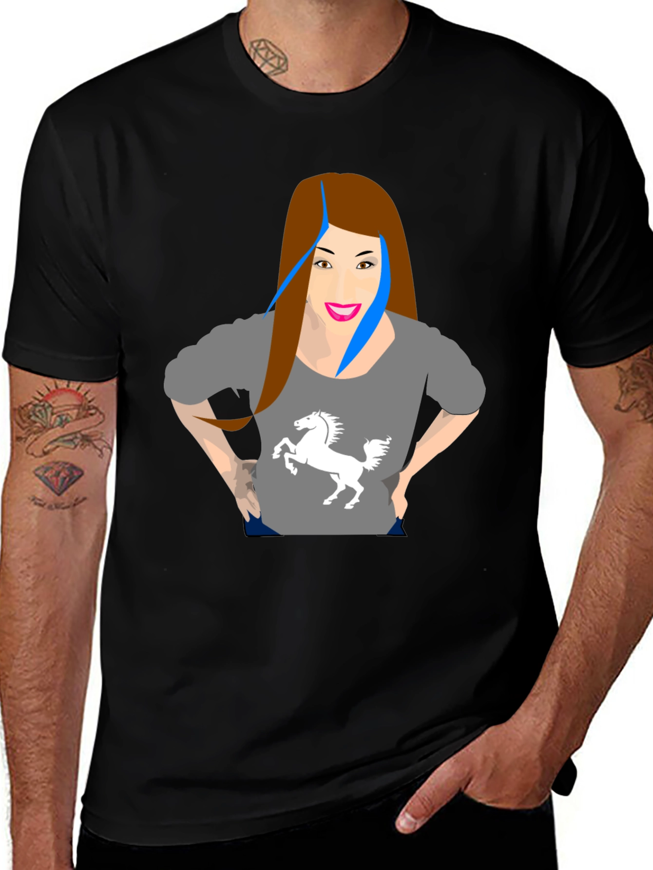 Variant 14 of Novelty Graphic T-Shirt - Woman with Horse Tee