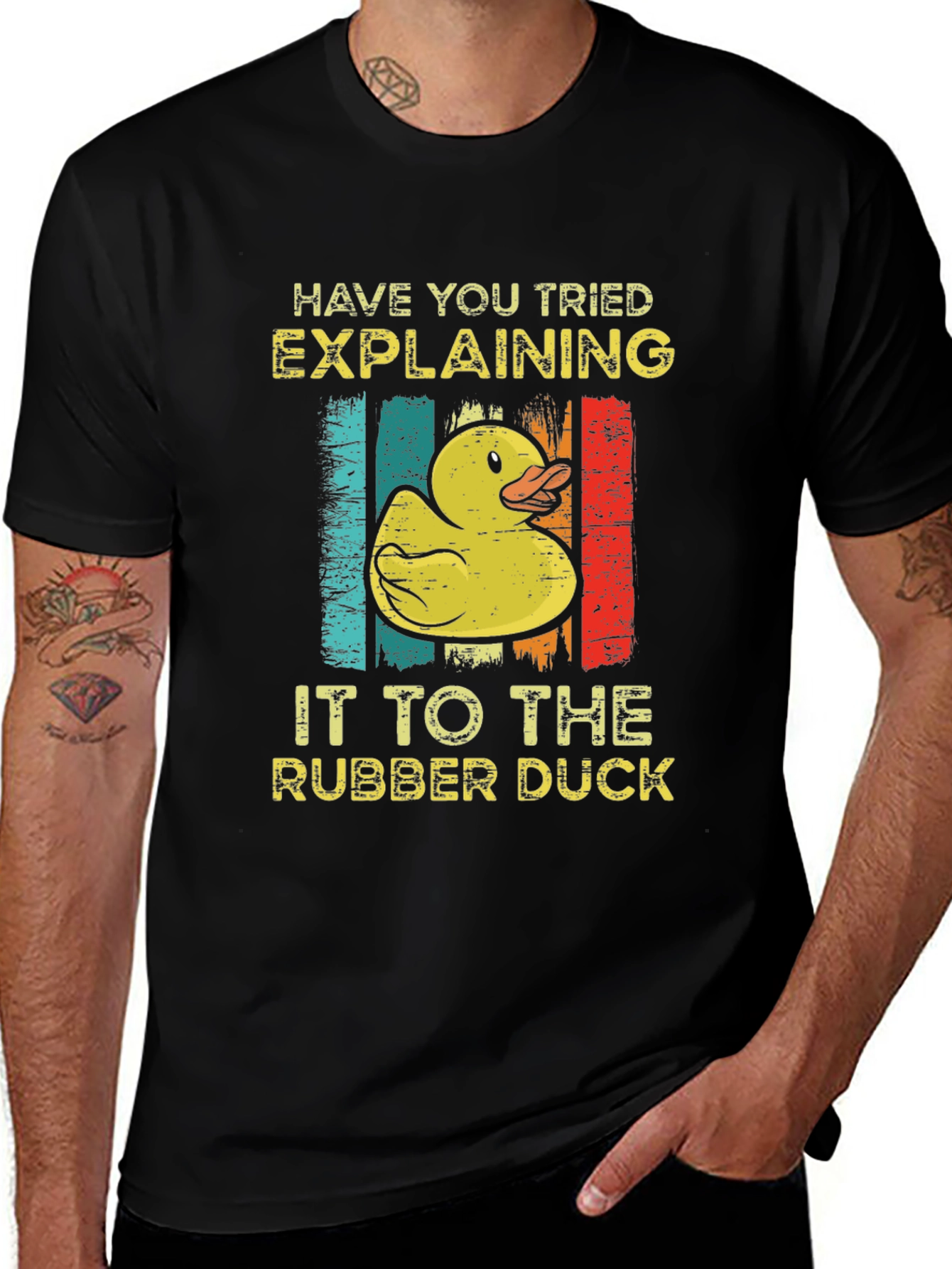 Variant 27 of Rubber Duck T-Shirt: Have You Tried Explaining?