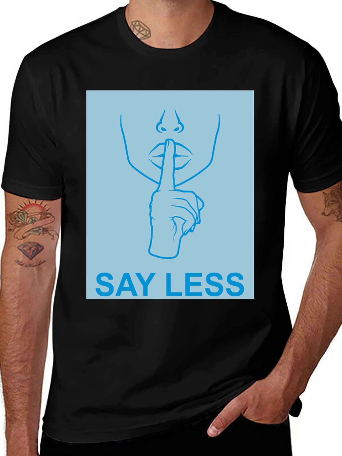 Variant 20 of Say Less Graphic Tee - Black Cotton T-Shirt