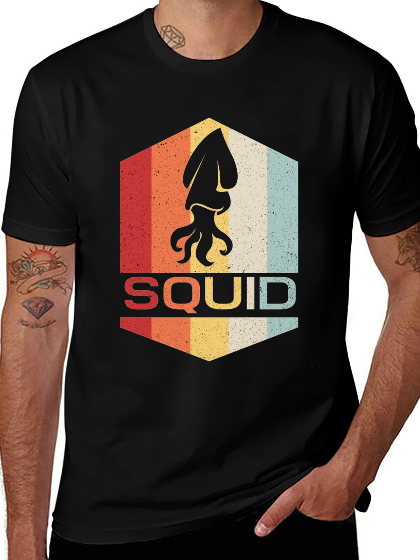 Variant 9 of Retro Squid Graphic T-Shirt - Vintage Style Tee
