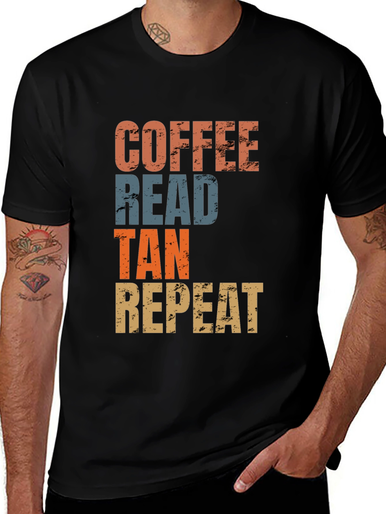 Variant 14 of Coffee Read Tan Repeat Graphic Tee