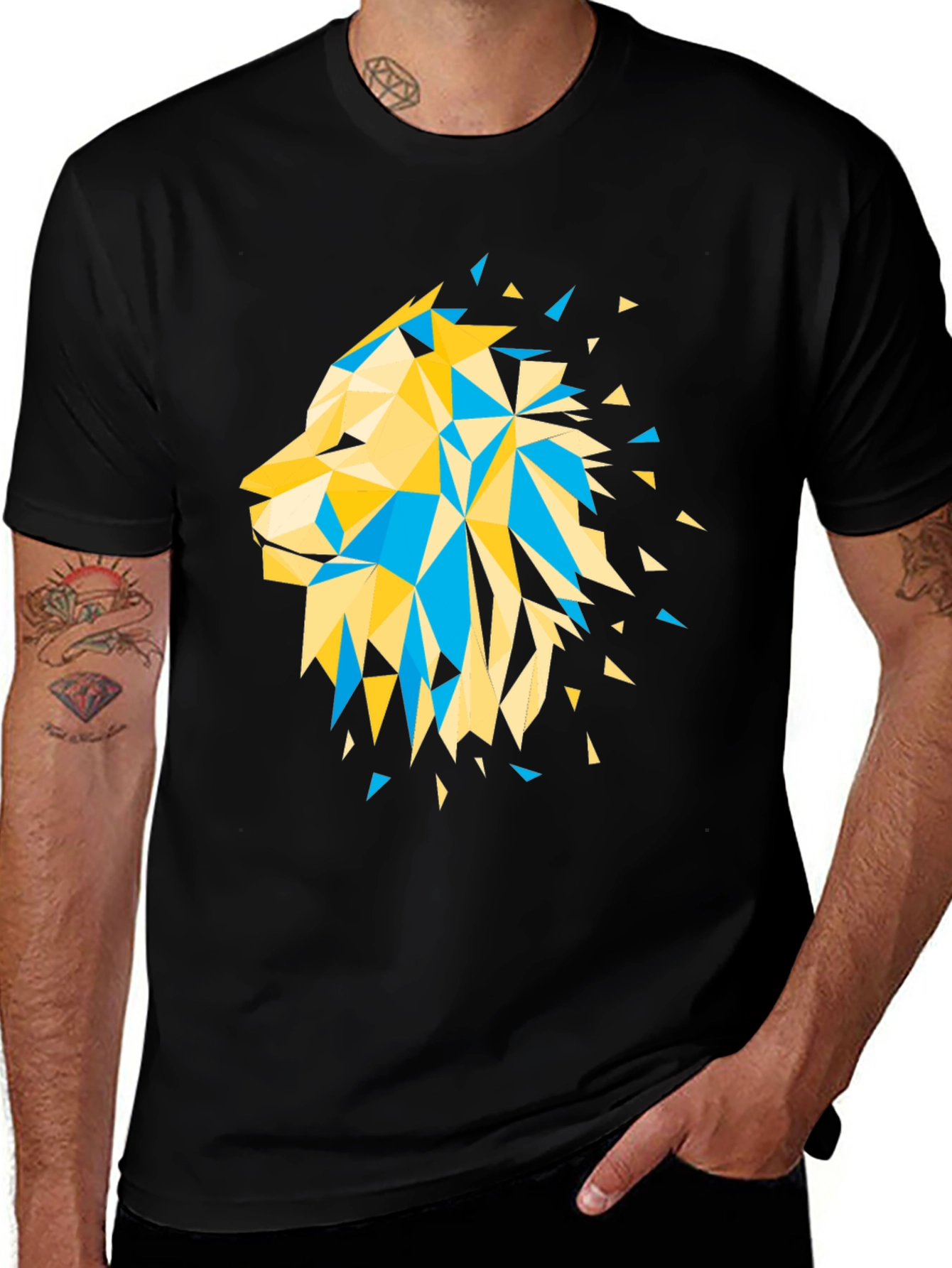 Variant 7 of Geometric Lion Graphic Tee - Modern Style