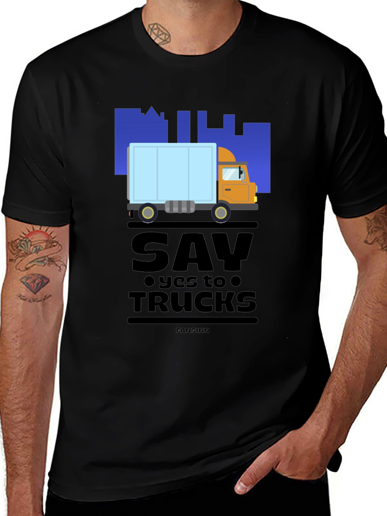 Variant 5 of Say Yes to Trucks Graphic Tee - Soft Cotton Blend