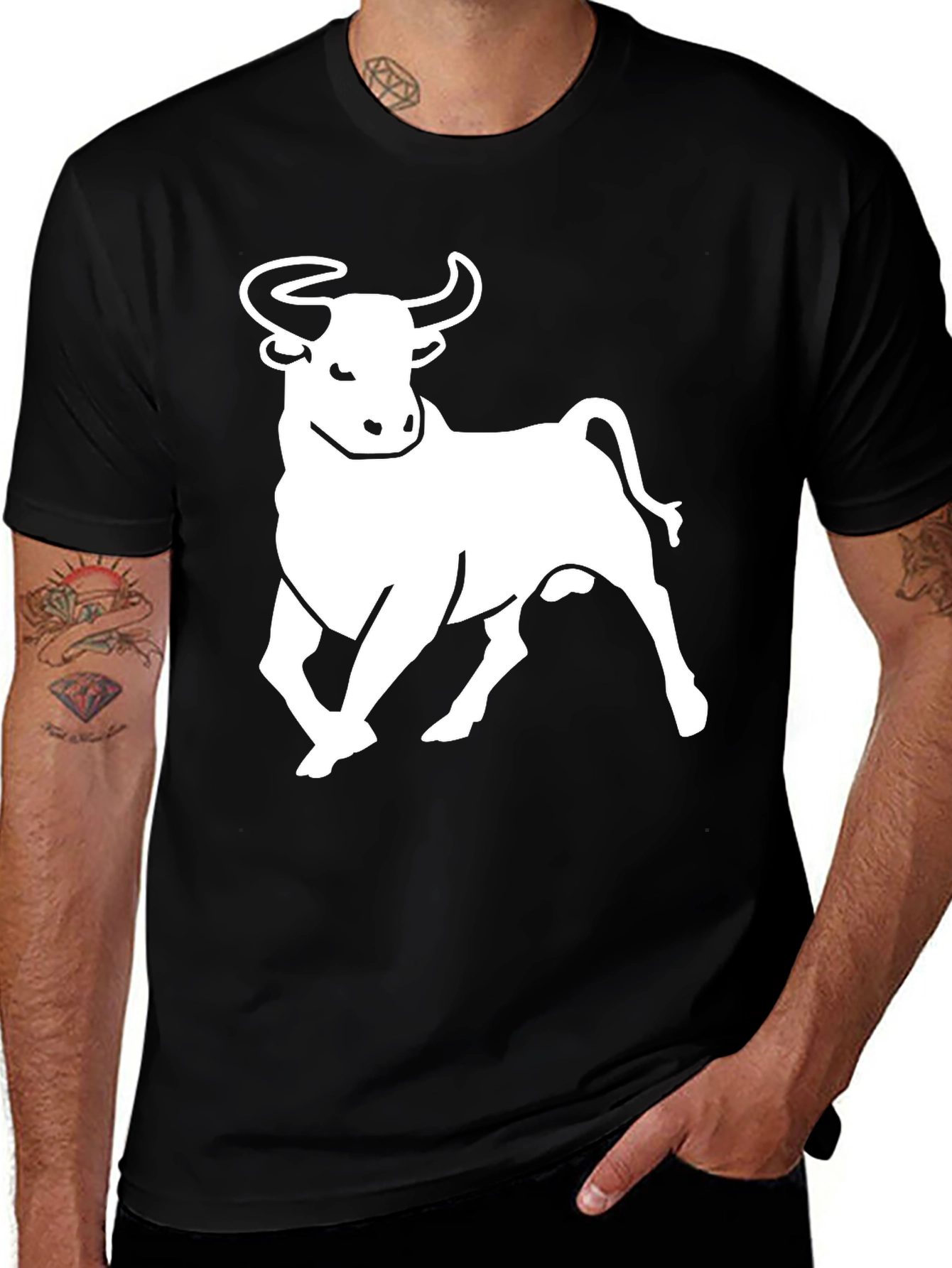 Variant 20 of Bull Graphic T-Shirt - Black, Men's Casual Tee