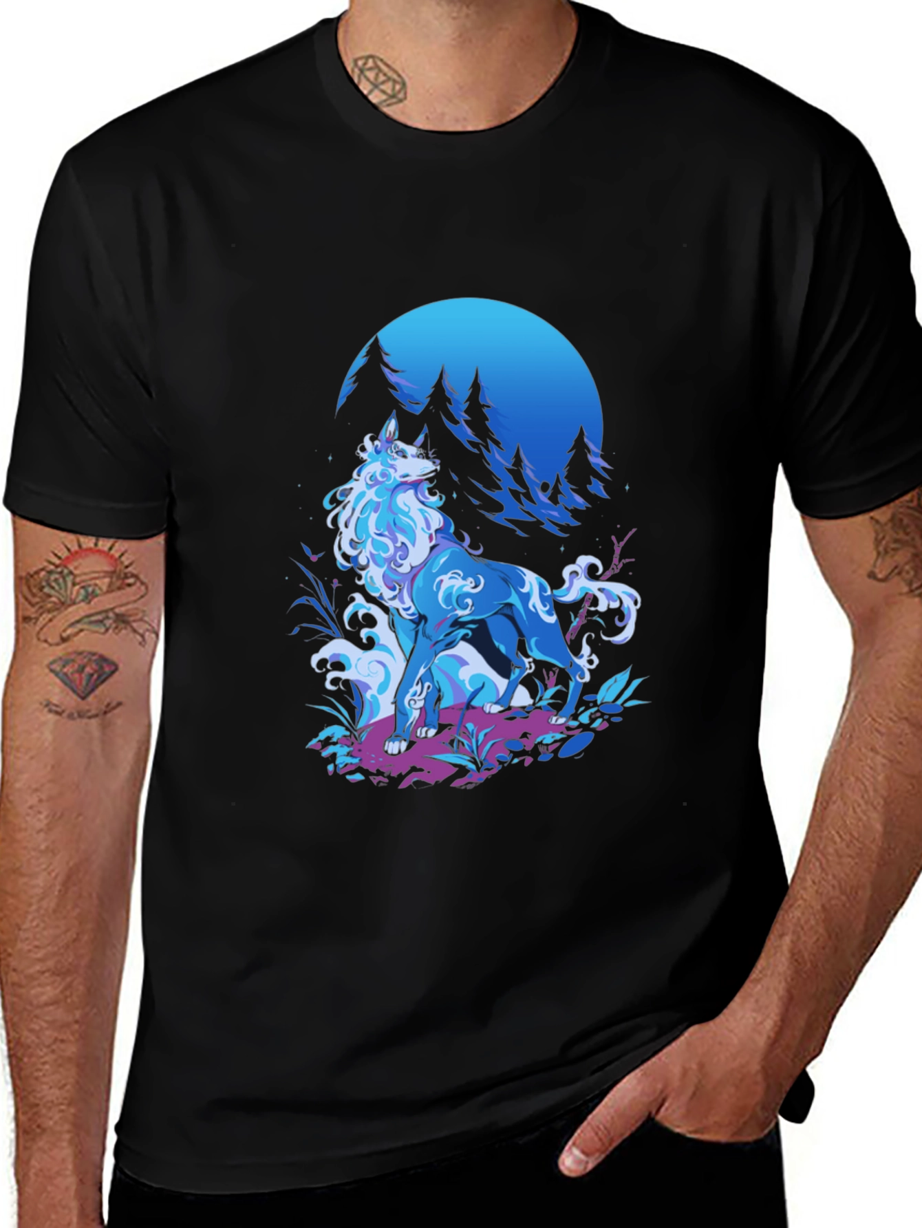 Variant 2 of Mystic Wolf Graphic Tee - Cool Animal Design
