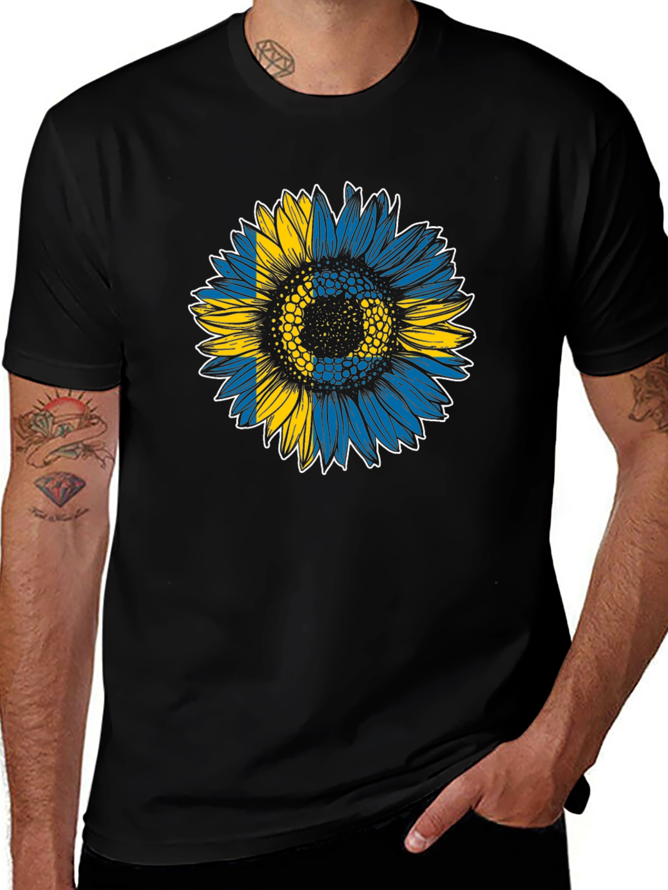 Sweden Flag Sunflower Graphic Tee