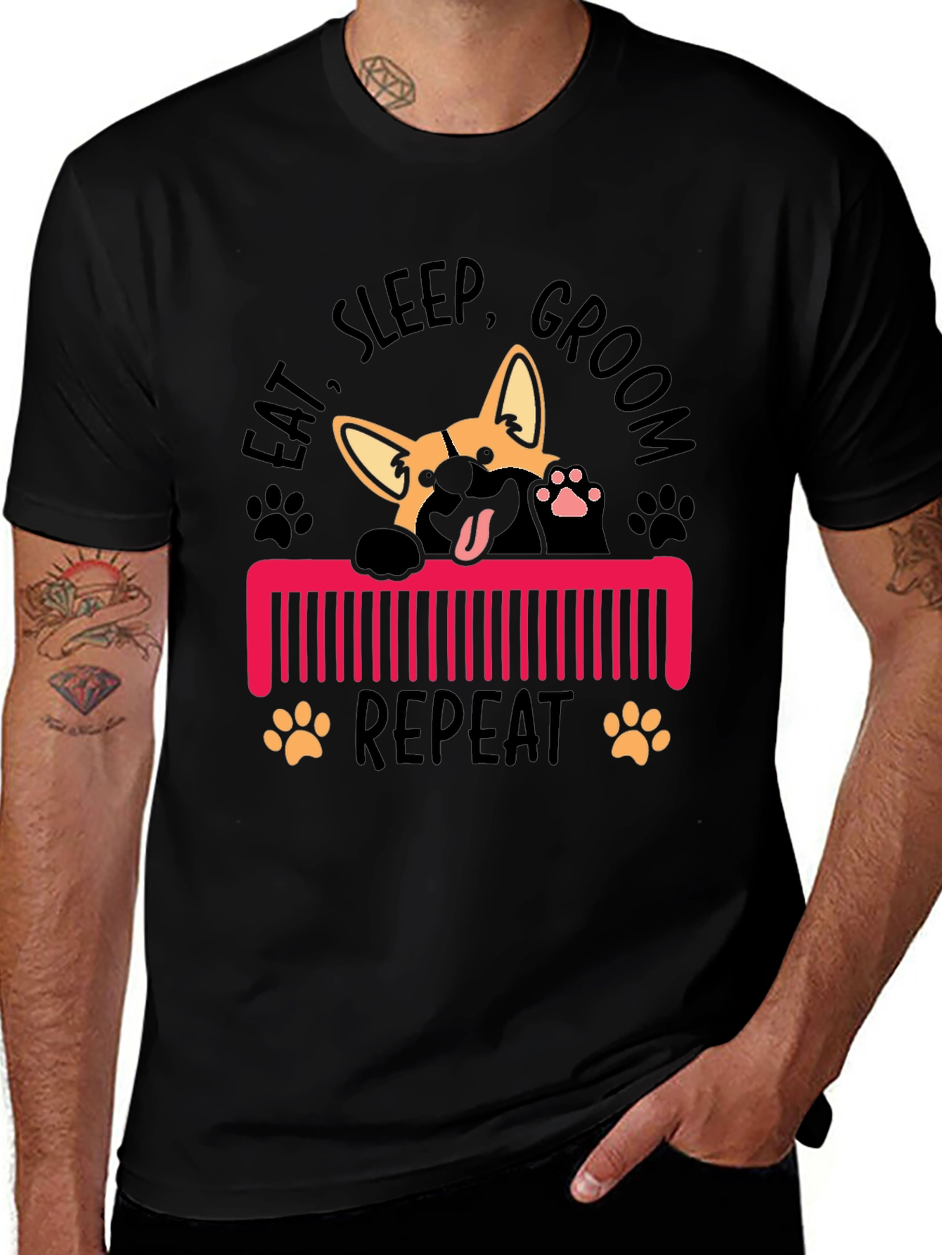 Variant 24 of Eat Sleep Groom Repeat Dog T-Shirt