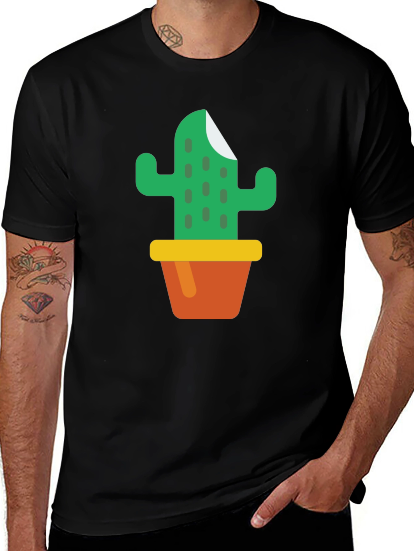 Variant 18 of Cactus in Pot Graphic Tee - Black