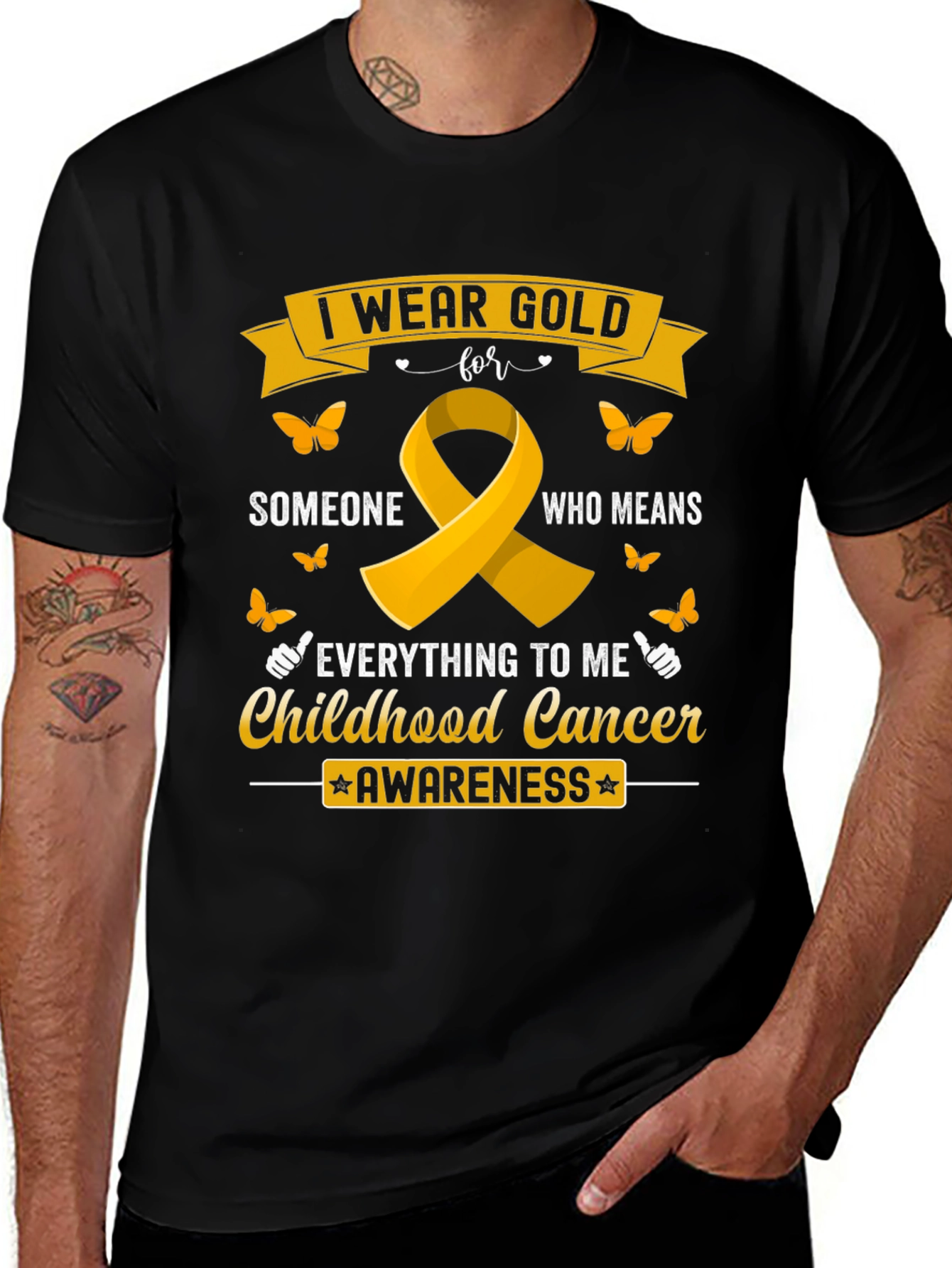 Variant 11 of Childhood Cancer Awareness Gold Ribbon T-Shirt